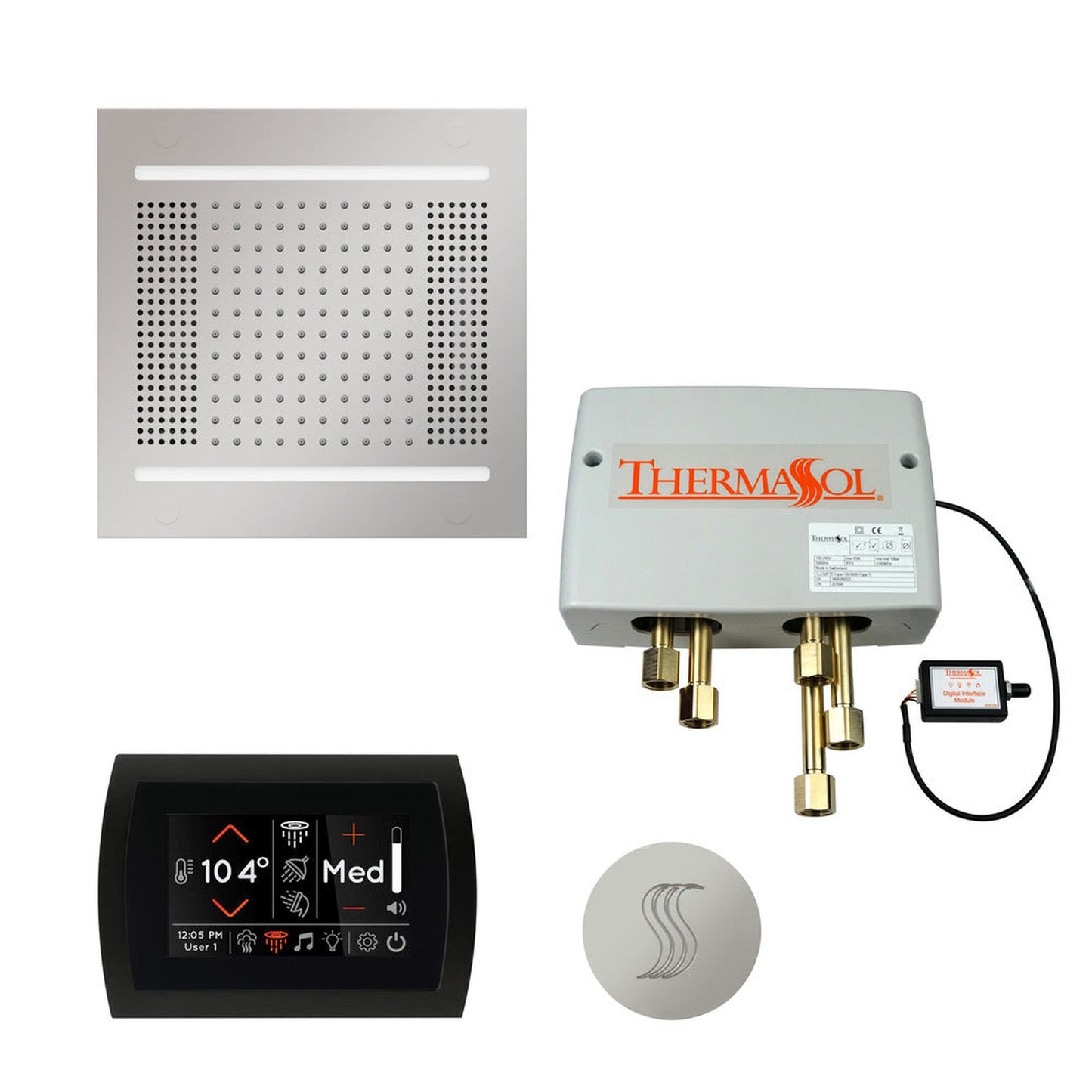 ThermaSol The Total Wellness Polished Chrome Finish Hydrovive14 Package with 5" Flushmount SignaTouch and Round SteamVection