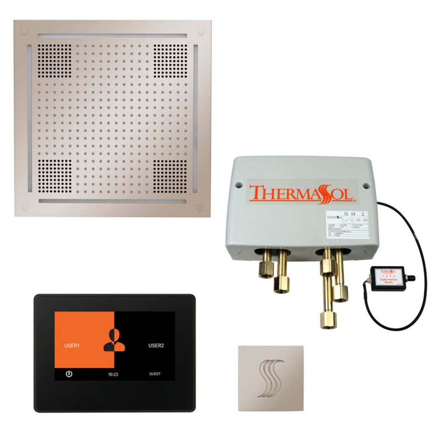 ThermaSol The Total Wellness Polished Nickel Finish Hydrovive Package with 7" ThermaTouch and Square SteamVection