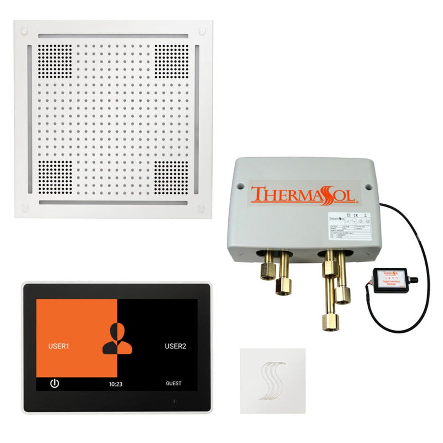 ThermaSol The Total Wellness White Finish Hydrovive Package with 10" ThermaTouch and Square SteamVection