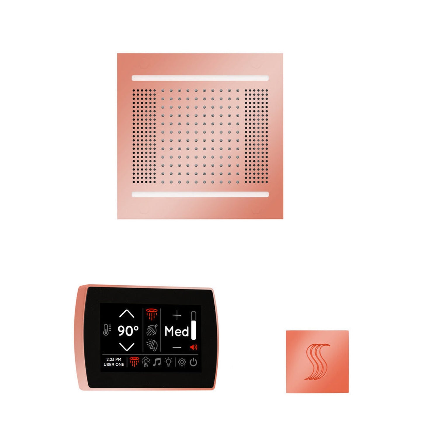 ThermaSol The Wellness Copper Finish Hydrovive14 Steam Package with 5" Recessed SignaTouch and Round SteamVection