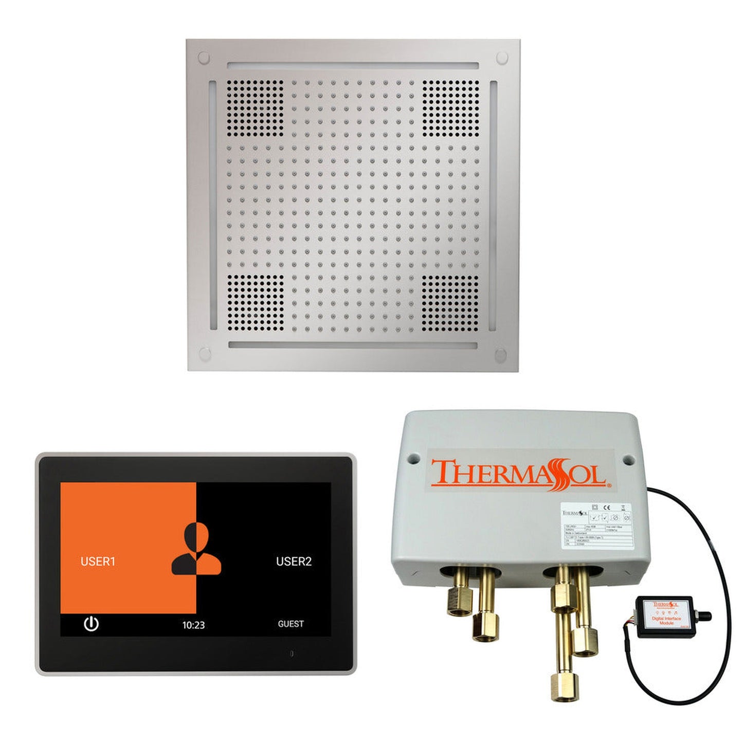 ThermaSol The Wellness Polished Chrome Finish Hydrovive Shower Square Package with 10" ThermaTouch