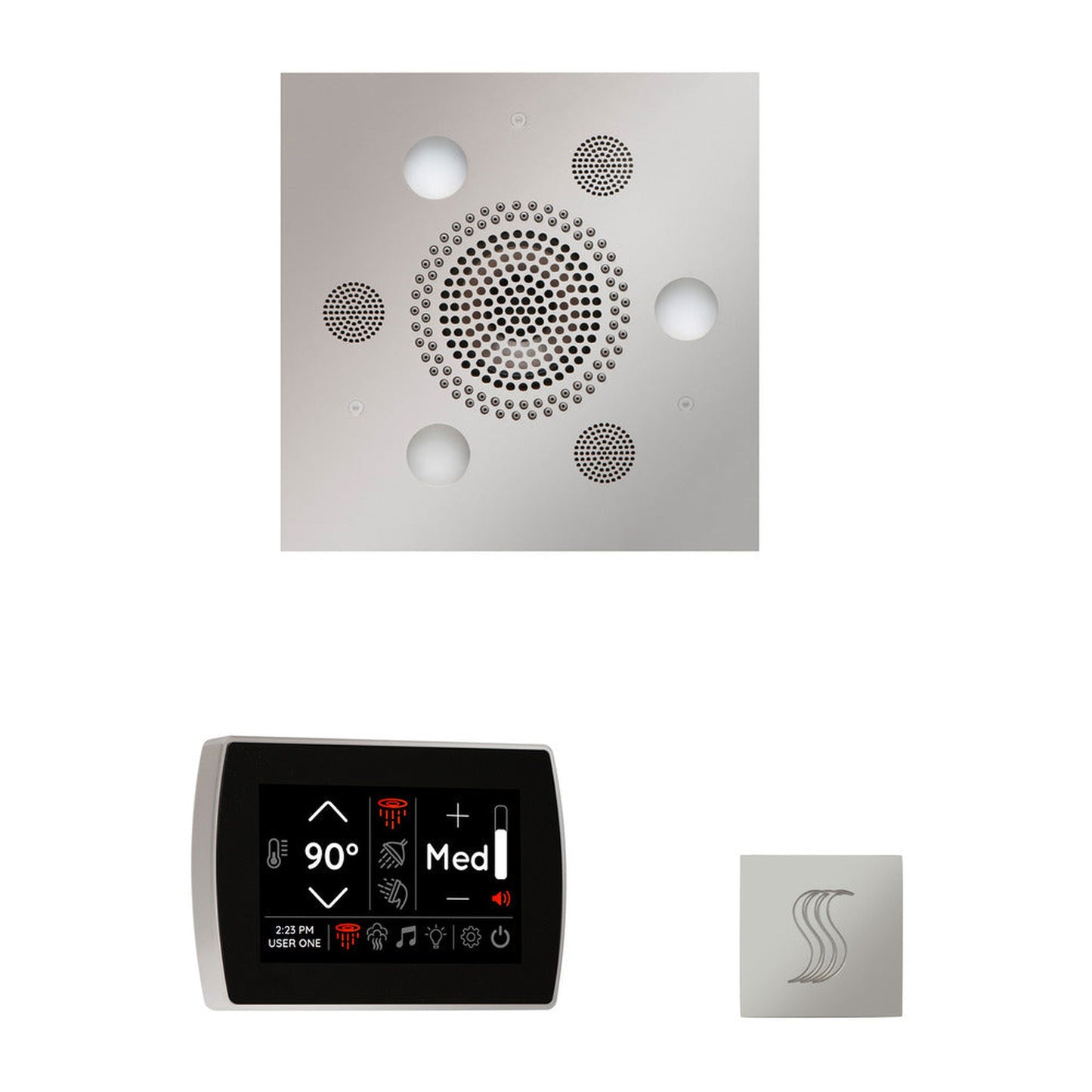 ThermaSol The Wellness Polished Chrome Finish Serenity Advanced Square Package with 5" SignaTouch and SteamVection