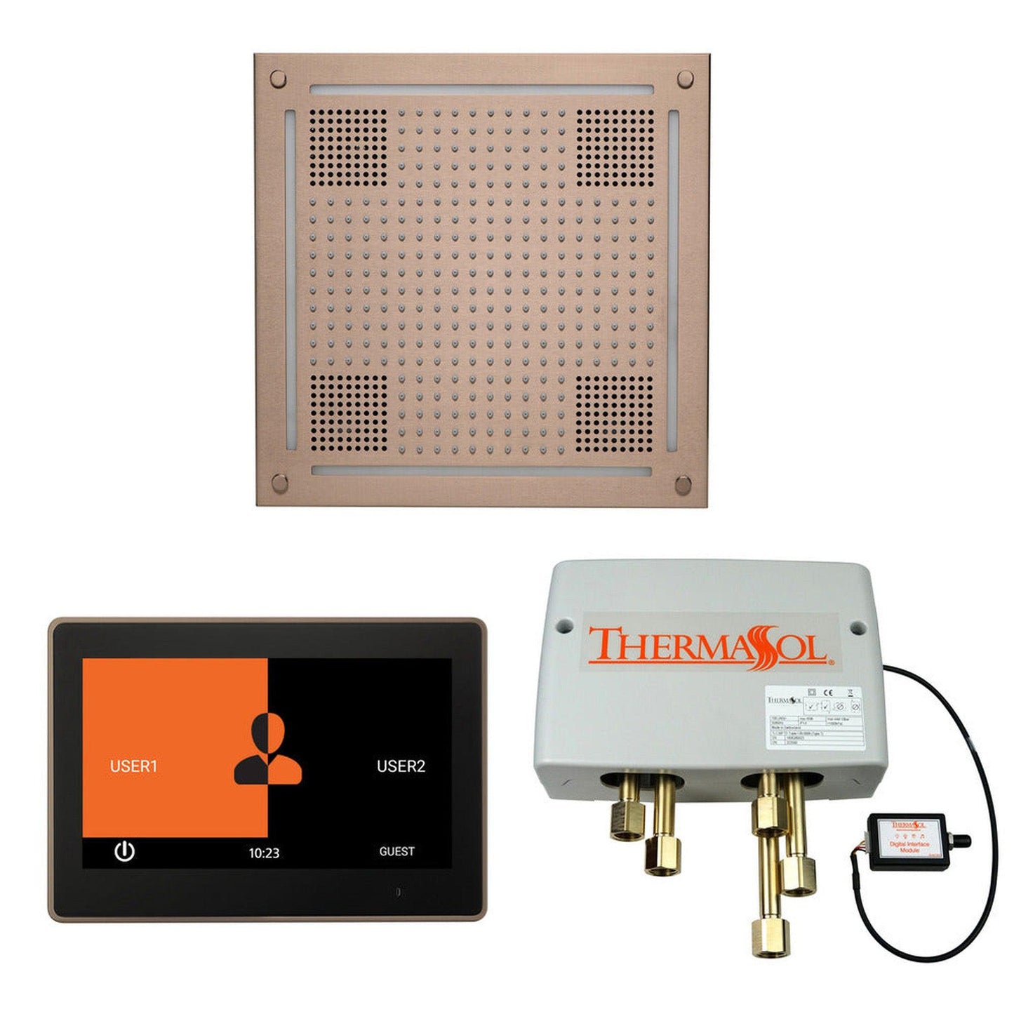 ThermaSol The Wellness Satin Nickel Finish Hydrovive Shower Square Package with 10" ThermaTouch