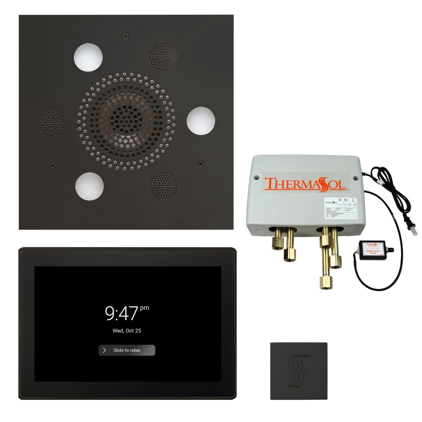 Thermasol Square Serenity Advanced Rainhead Matte Black Total Wellness Package