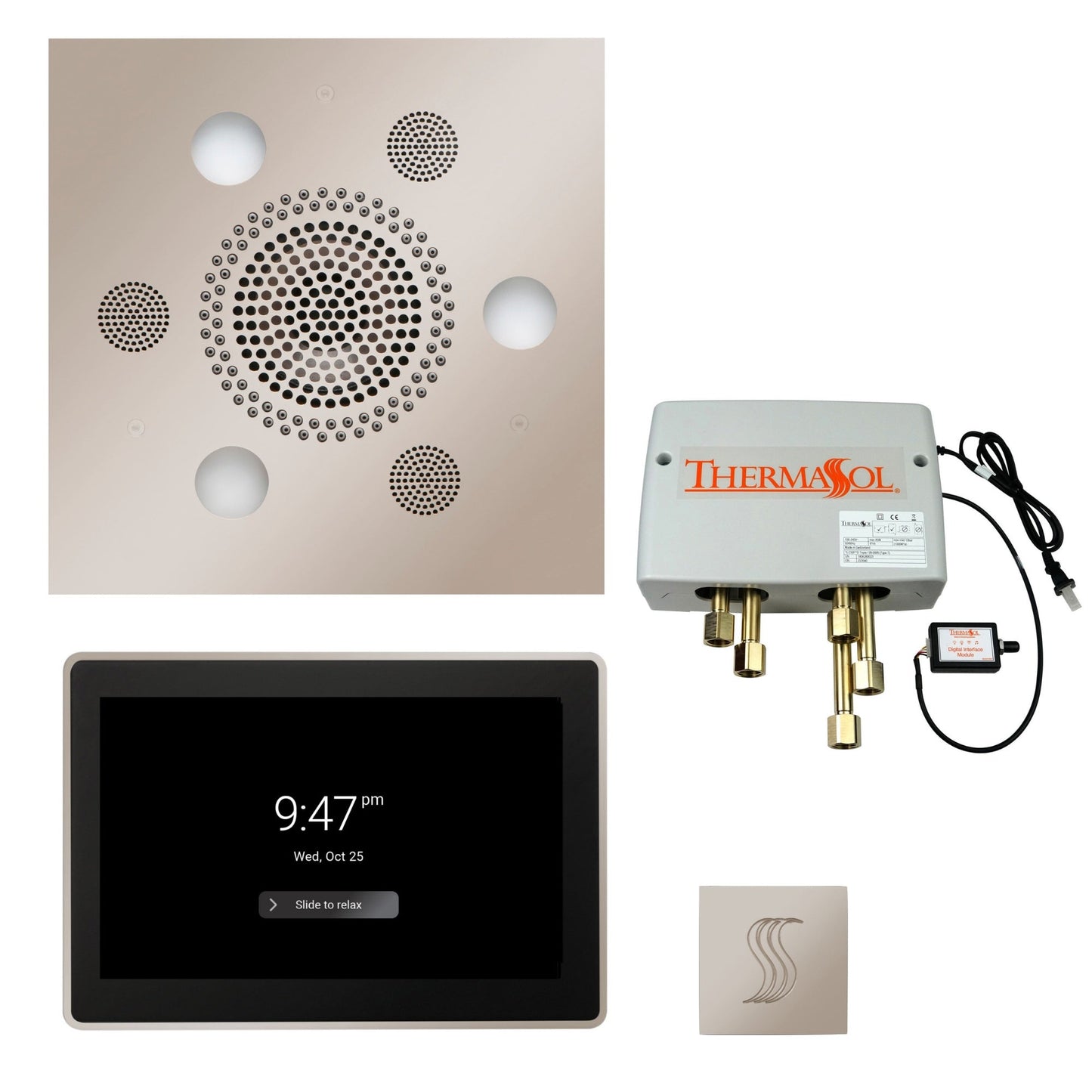 Thermasol Square Serenity Advanced Rainhead Polished Nickel Total Wellness Package