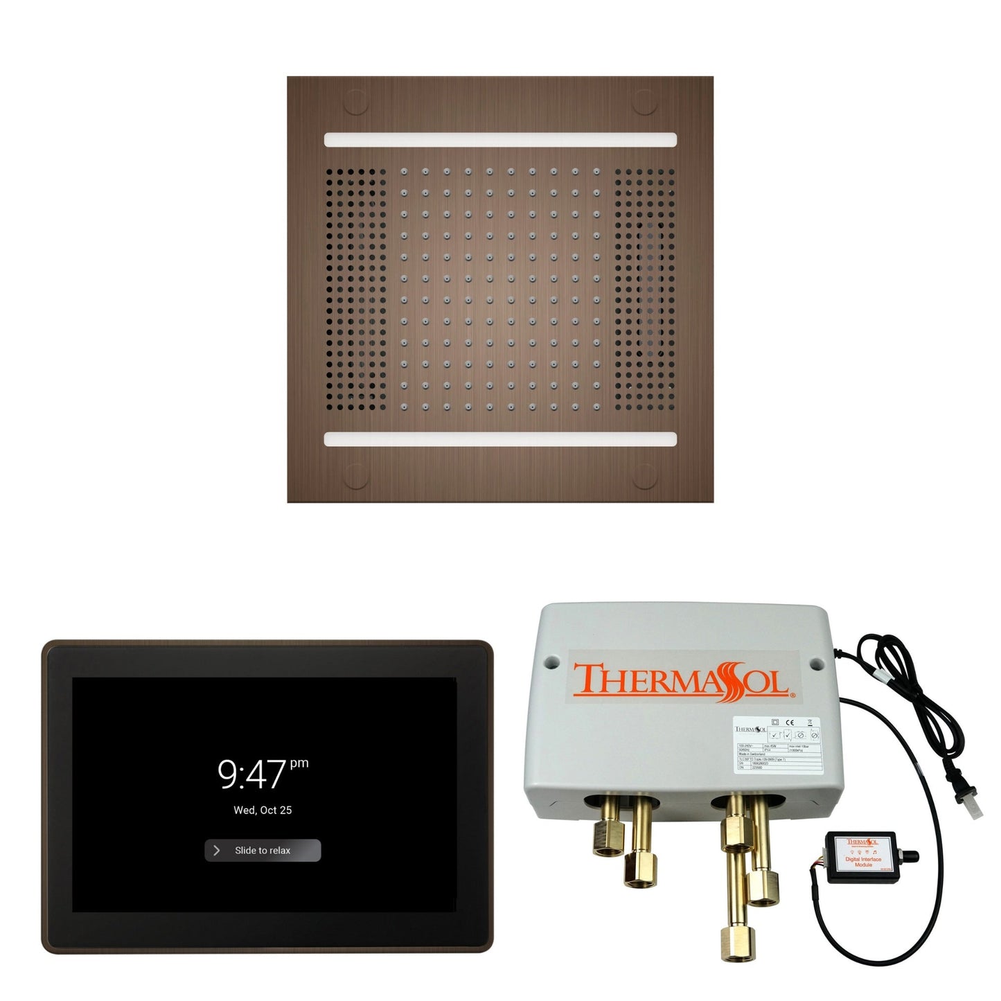 Thermasol ThermaTouch2 15 Control Antique Nickel HydroVive 14 Wellness Shower Package With Digital Shower Valve