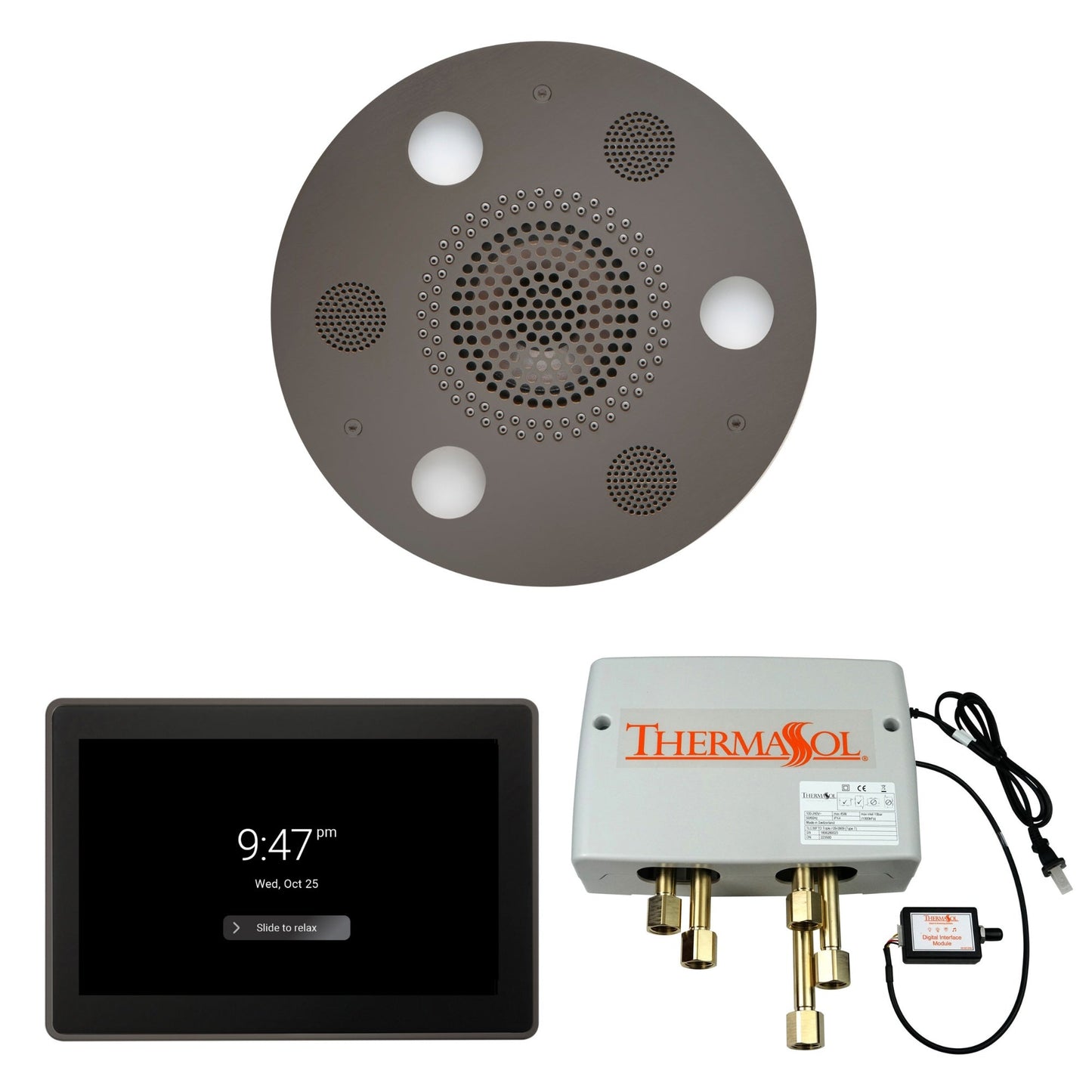 Thermasol ThermaTouch2 15 Control Black Nickel Round Serenity Advanced Rainhead Wellness Shower Package With Digital Shower Valve