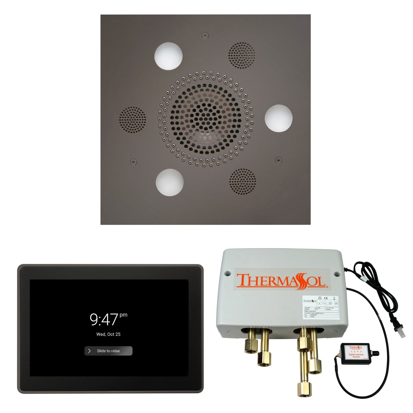 Thermasol ThermaTouch2 15 Control Black Nickel Square Serenity Advanced Rainhead Wellness Shower Package With Digital Shower Valve