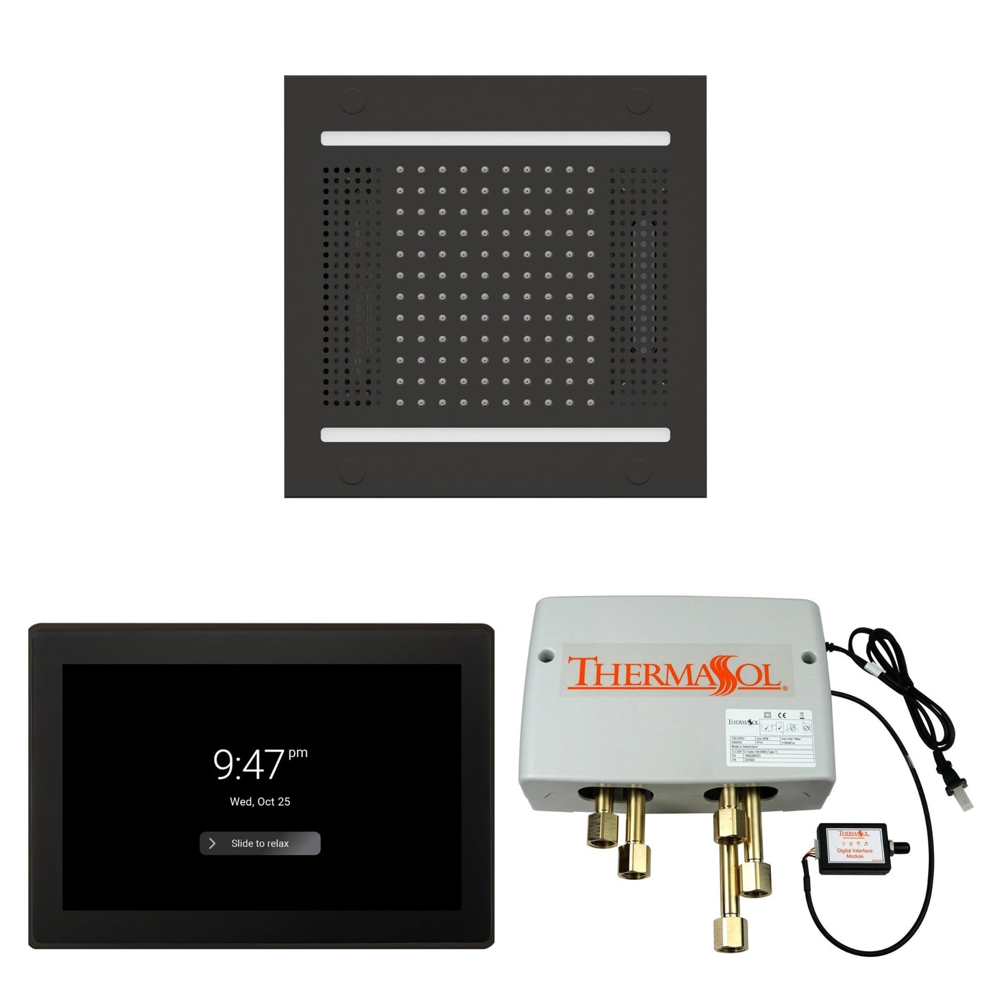 Thermasol ThermaTouch2 15 Control Matte Black HydroVive 14 Wellness Shower Package With Digital Shower Valve