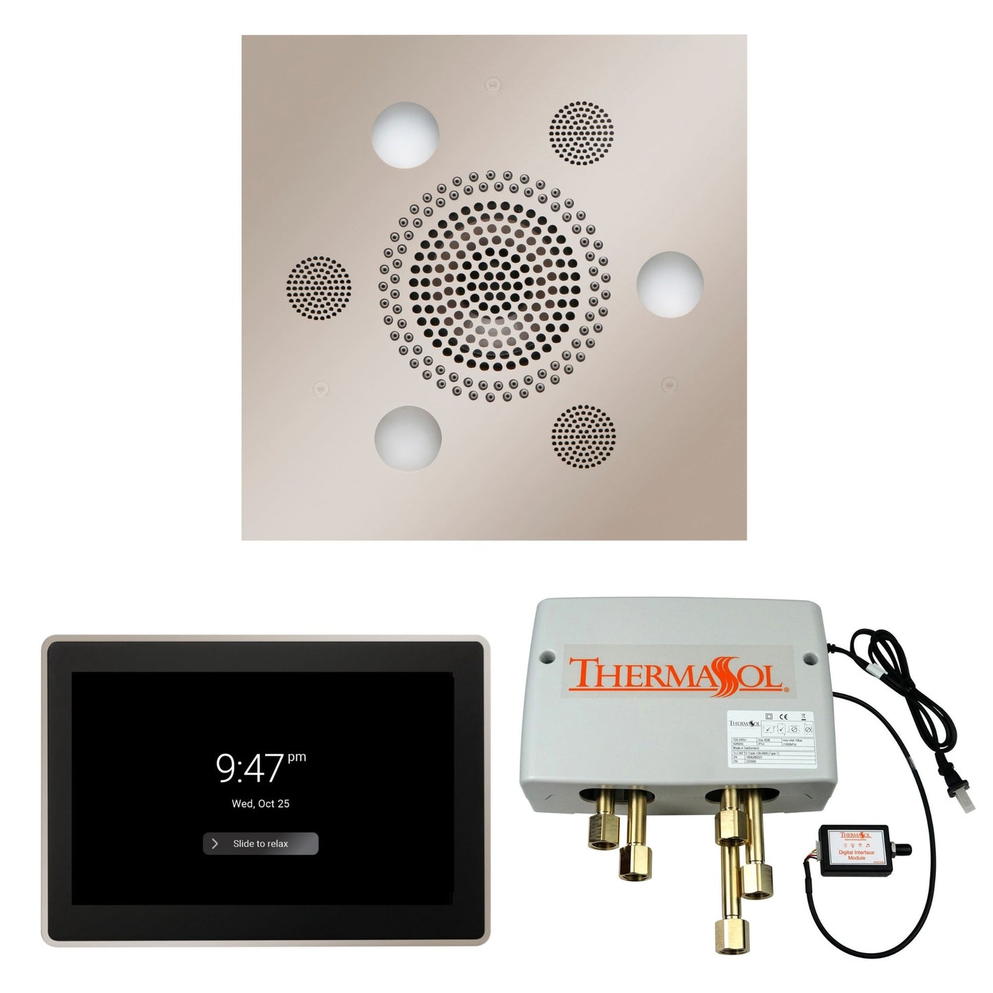 Thermasol ThermaTouch2 15 Control Polished Nickel Square Serenity Advanced Rainhead Wellness Shower Package With Digital Shower Valve