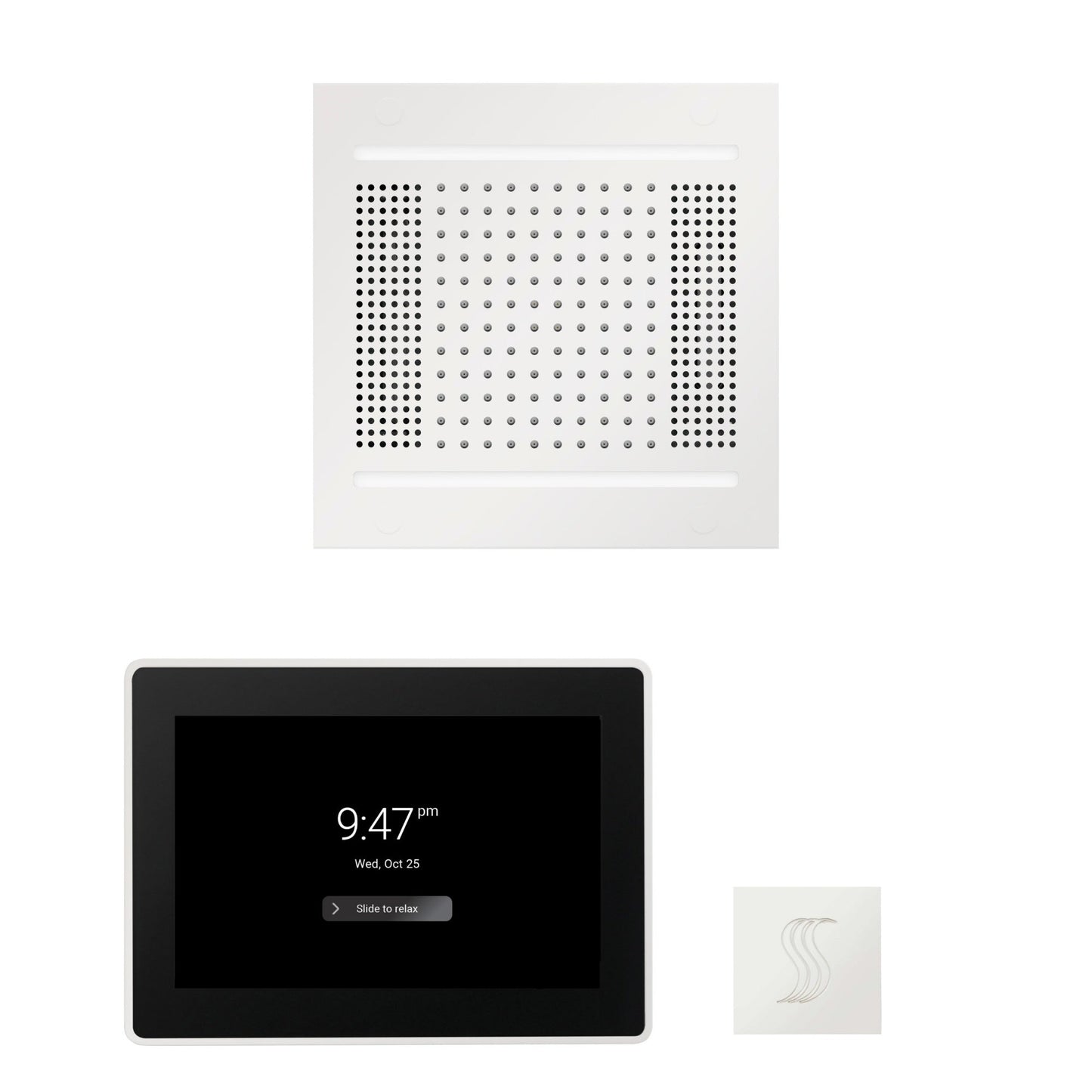 Thermasol ThermaTouch2 15 Control White HydroVive 14 Wellness Steam Package With Square Steam Head Kit