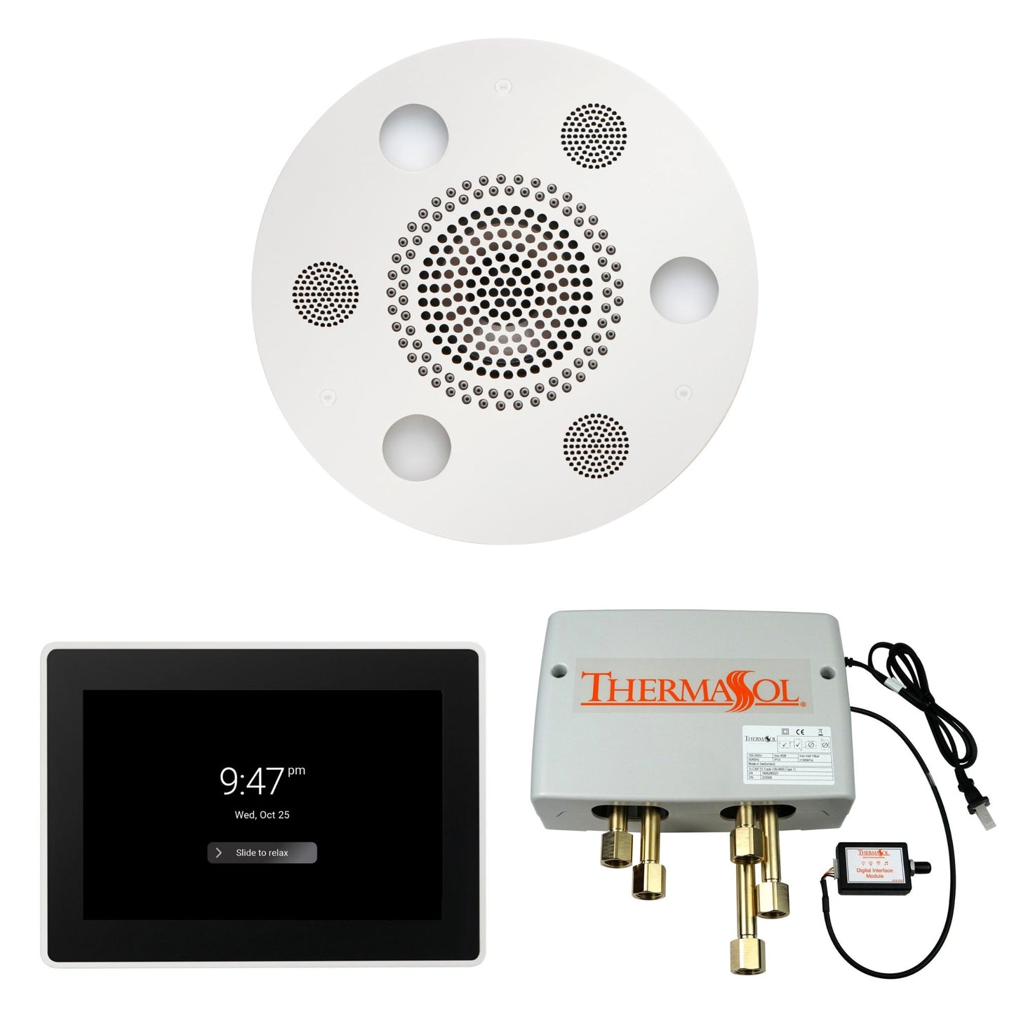 Thermasol ThermaTouch2 15 Control White Round Serenity Advanced Rainhead Wellness Shower Package With Digital Shower Valve