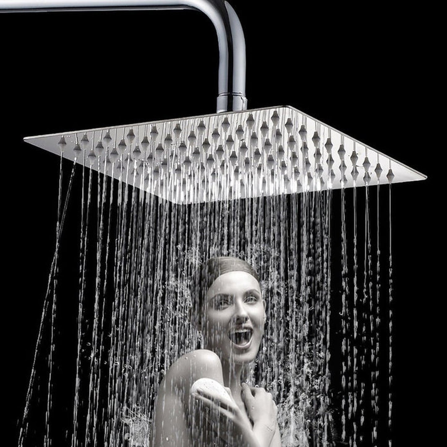 Vanity Art 10" Brushed Nickel Stainless Steel Ceiling Mount Square Rainfall Showerhead With Waterfall Full Body Coverage