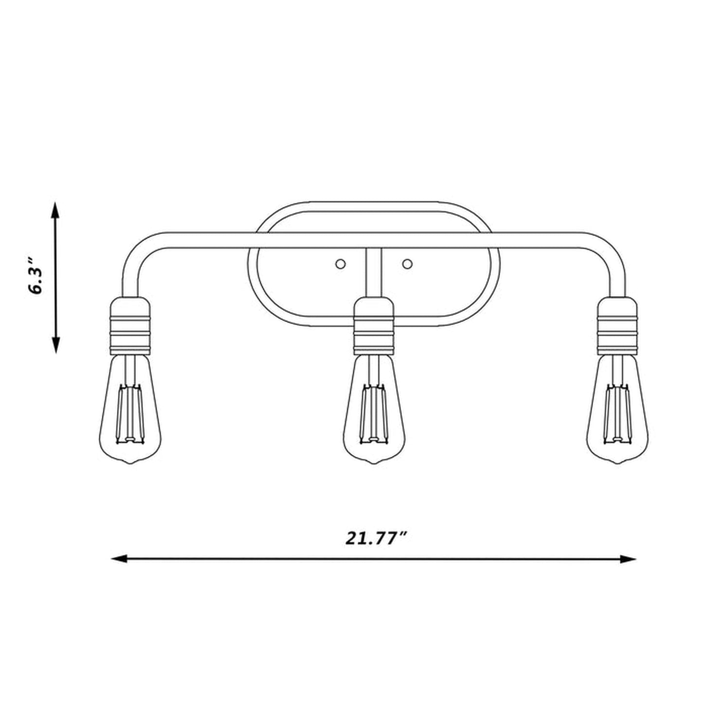 Vanity Art 11" Black and Brass Metal 3-Light LED Vanity Light