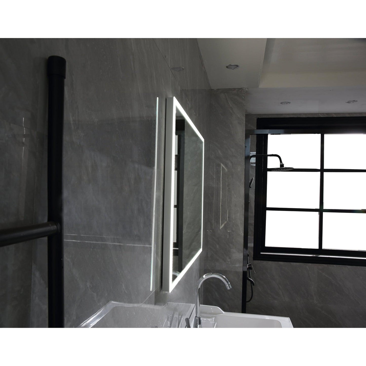 Vanity Art 24" W x 28" H Rectangular Frameless LED Lighted Illuminated Bathroom Vanity Wall Mirror With Touch Sensor Switch
