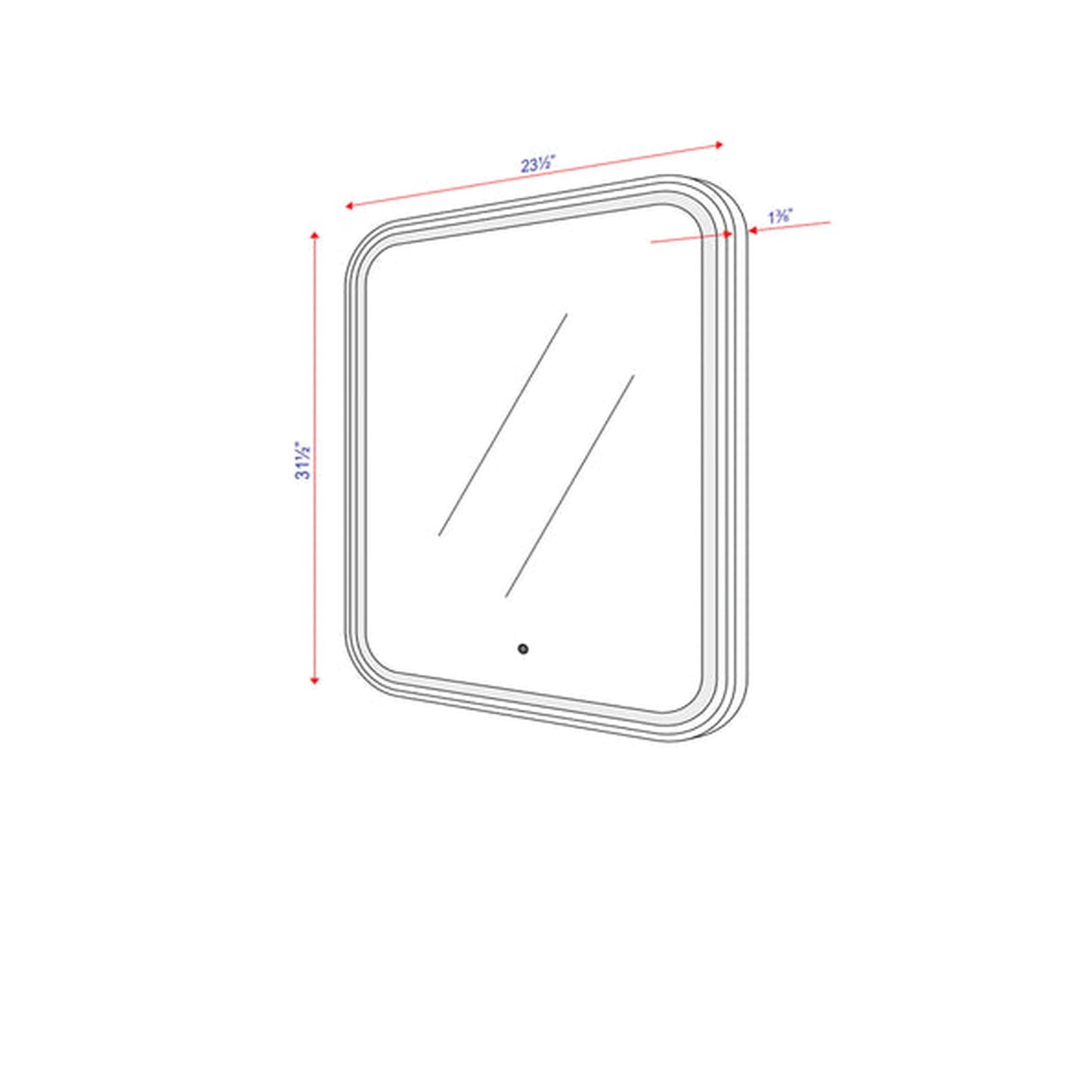 Vanity Art 24" W x 32" H Gold Rounded Corner Frame LED Lighted Bathroom Vanity Wall Mirror With Touch Sensor