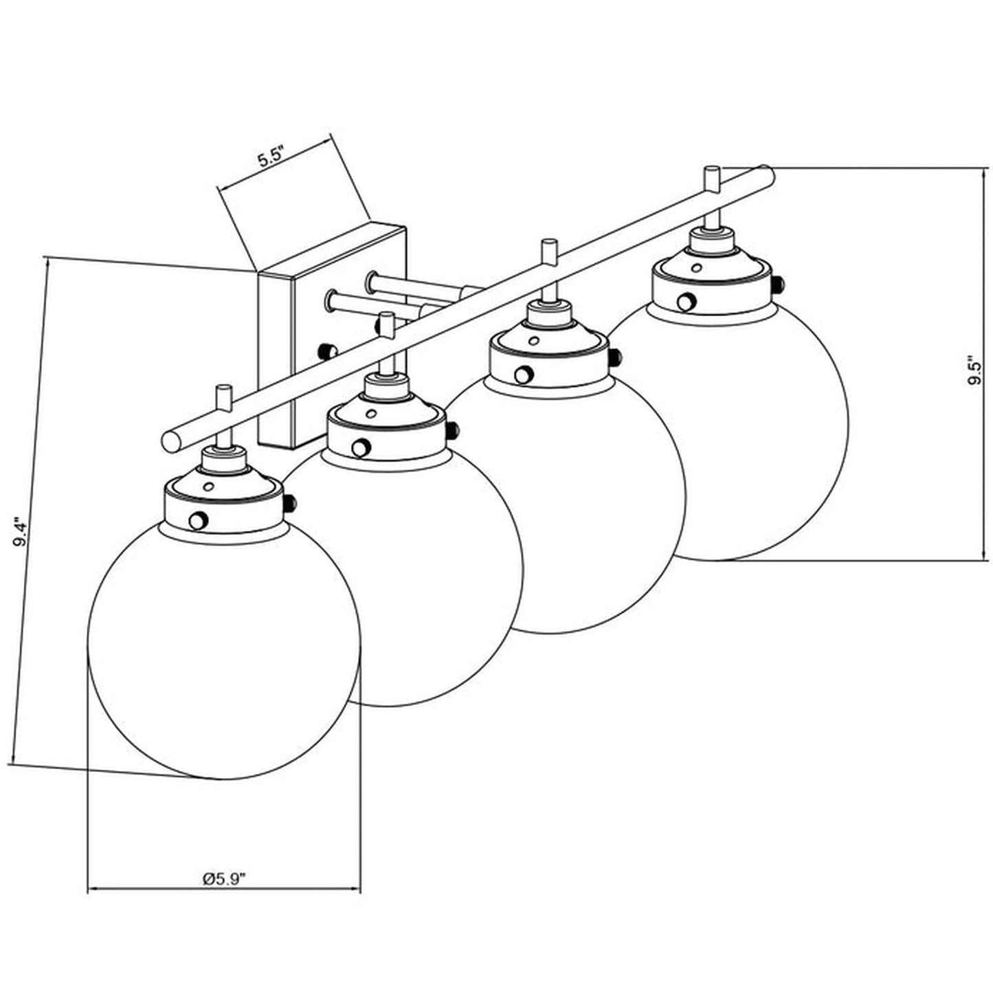 Vanity Art 30" Chrome 4-Light LED Vanity Light With Clear Glass Shade