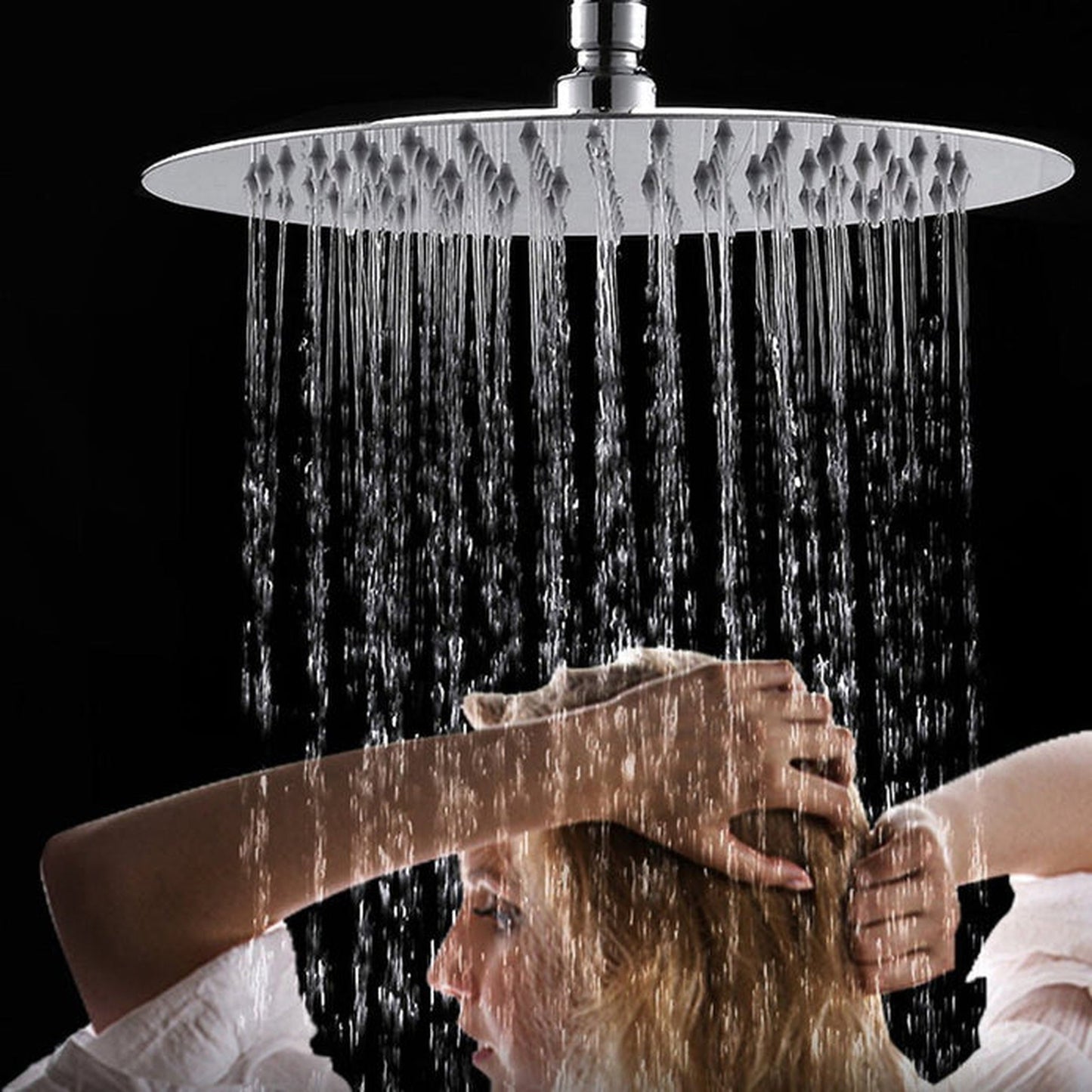 Vanity Art 8" Brushed Nickel Stainless Steel Round Rain Showerhead Ultra Thin High Pressure Rainfall Shower Head With Waterfall Full Body Coverage