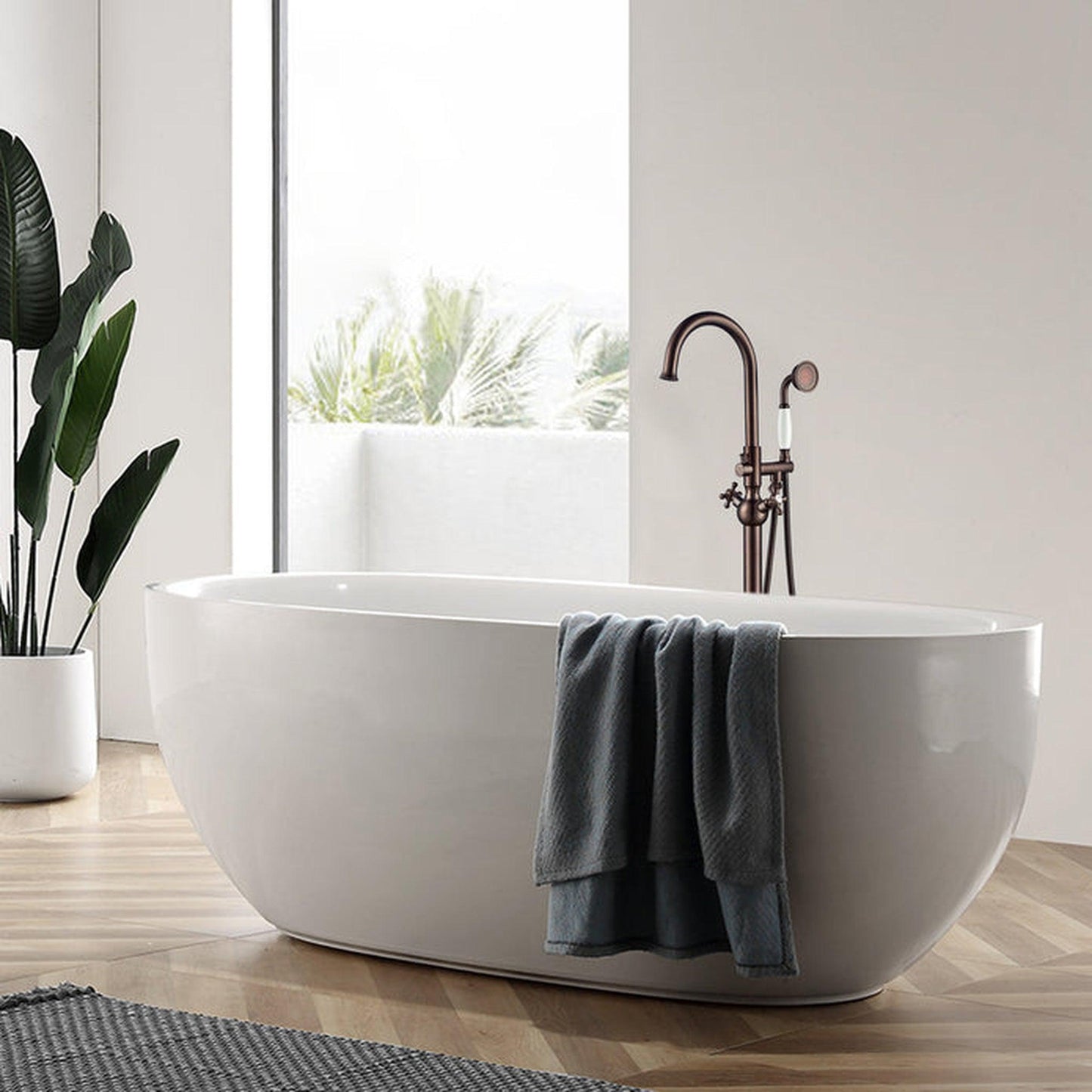 Vanity Art VA2029 47" H Oil Rubbed Bronze Freestanding Floor Mounted Bathtub Faucet With Handheld Shower