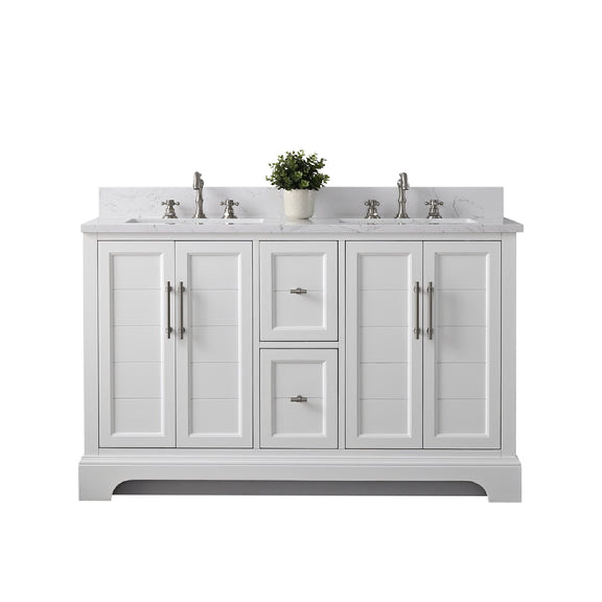 Vanity Art Vannes 54" Double White Freestanding Vanity Set With Engine