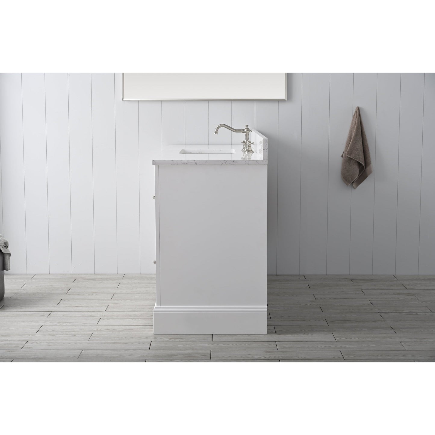 Vanity Art Vannes 60" Single White Freestanding Vanity Set With Engineered Marble Countertop and Integrated Sink