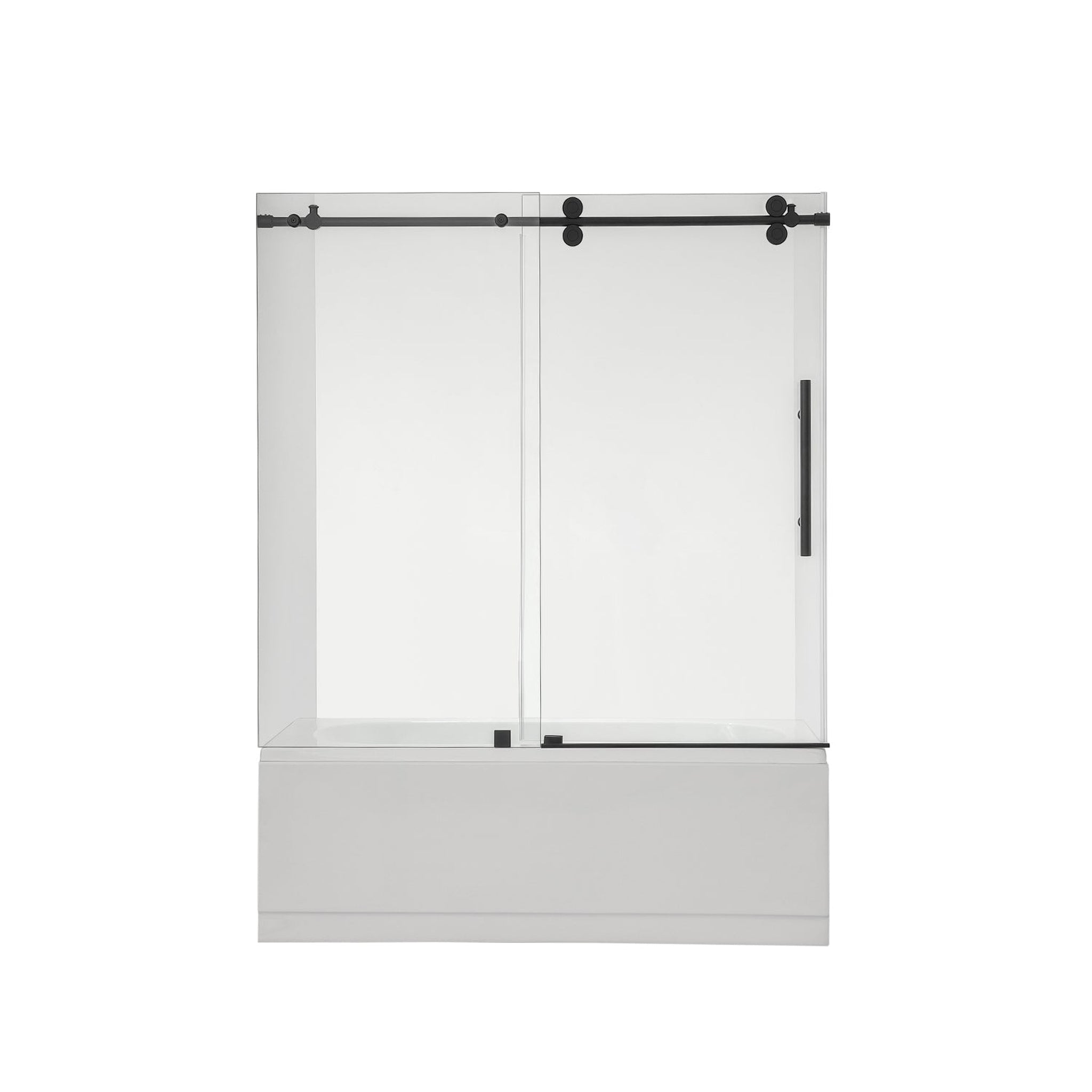 Pierre 34 x 58 Framed Fixed 3/8 in. (10mm) Clear Tempered Glass Tub Door with Nickel Brushed Frame, image size:2048x2048