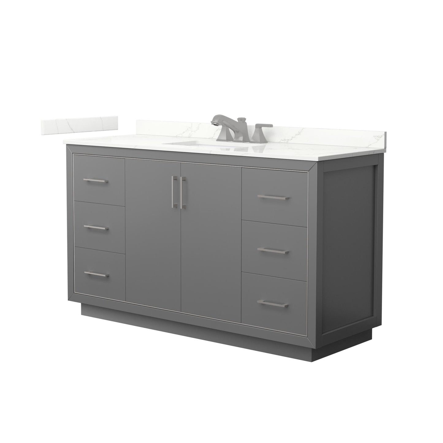 Wyndham Collection Icon 60" Single Bathroom Vanity in Dark Gray, Giotto Quartz Countertop, Undermount Square Sink (3-Hole), Brushed Nickel Trim