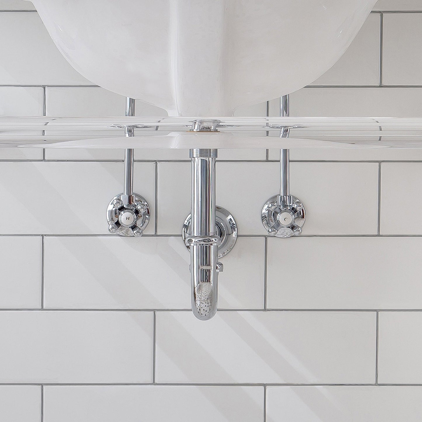 Water Creation Empire 72" Wide Double Wash Stand and P-Trap included in Chrome Finish