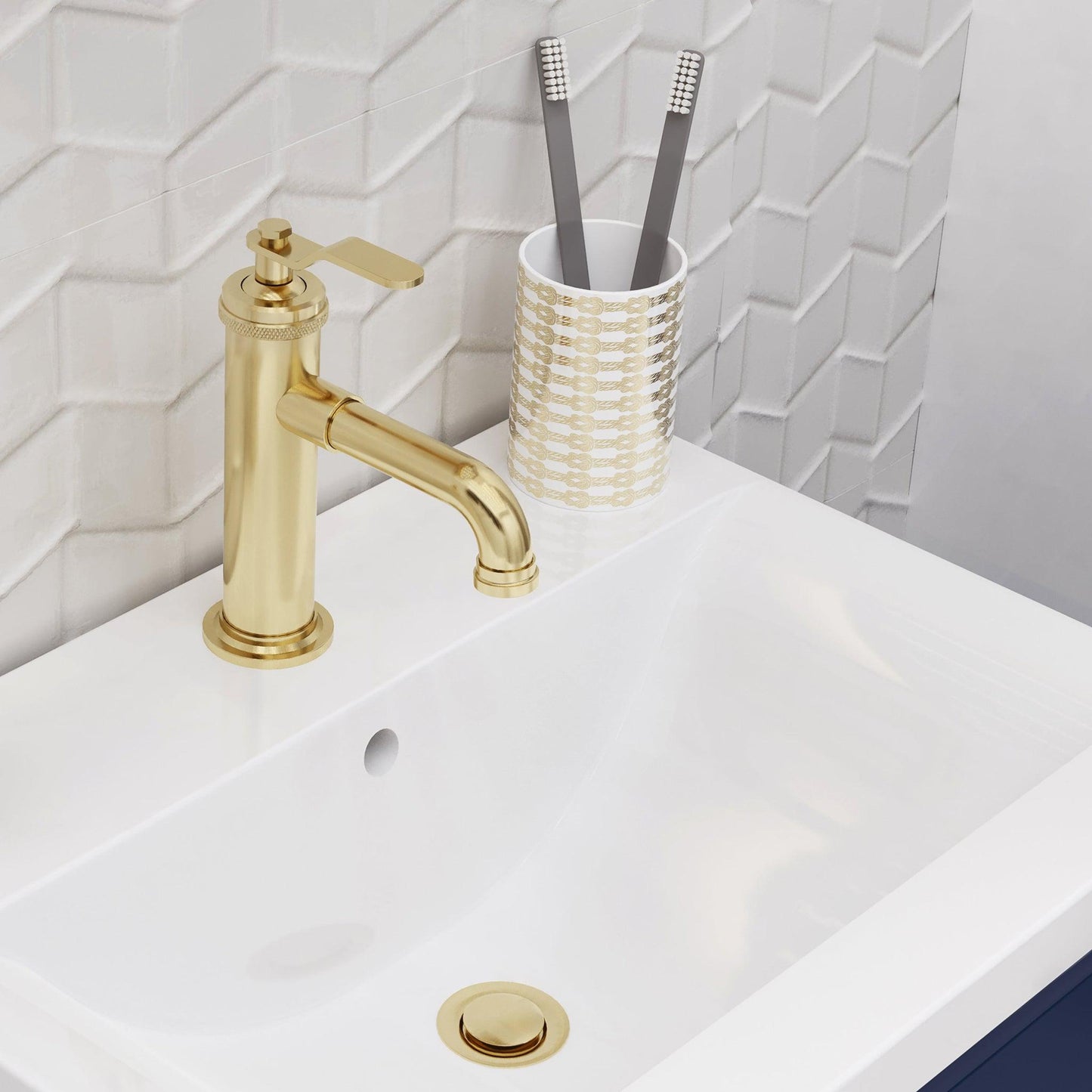 Water Creation Modern Streamlined Cylindrical Single F7-0001 Satin Gold Solid Brass Faucet