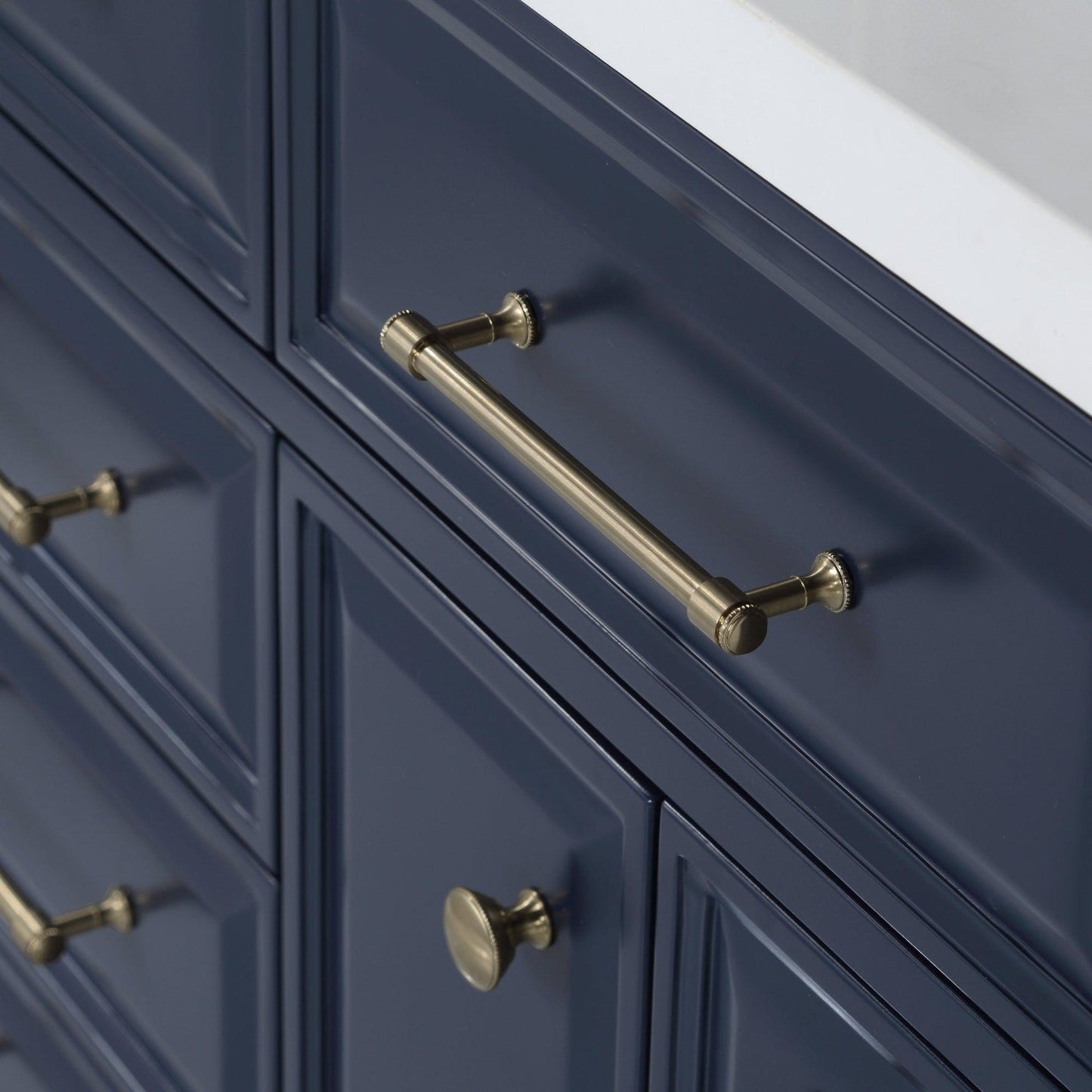 Water Creation Palace 60" Double Sink White Quartz Countertop Vanity in Monarch Blue