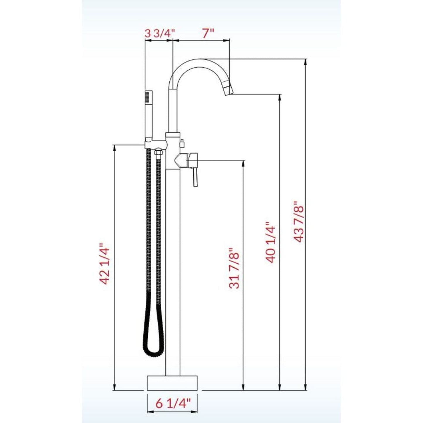 WoodBridge F0001BNRD Brushed Nickel Contemporary Single Handle Floor Mount Freestanding Tub Filler Faucet With Hand Shower
