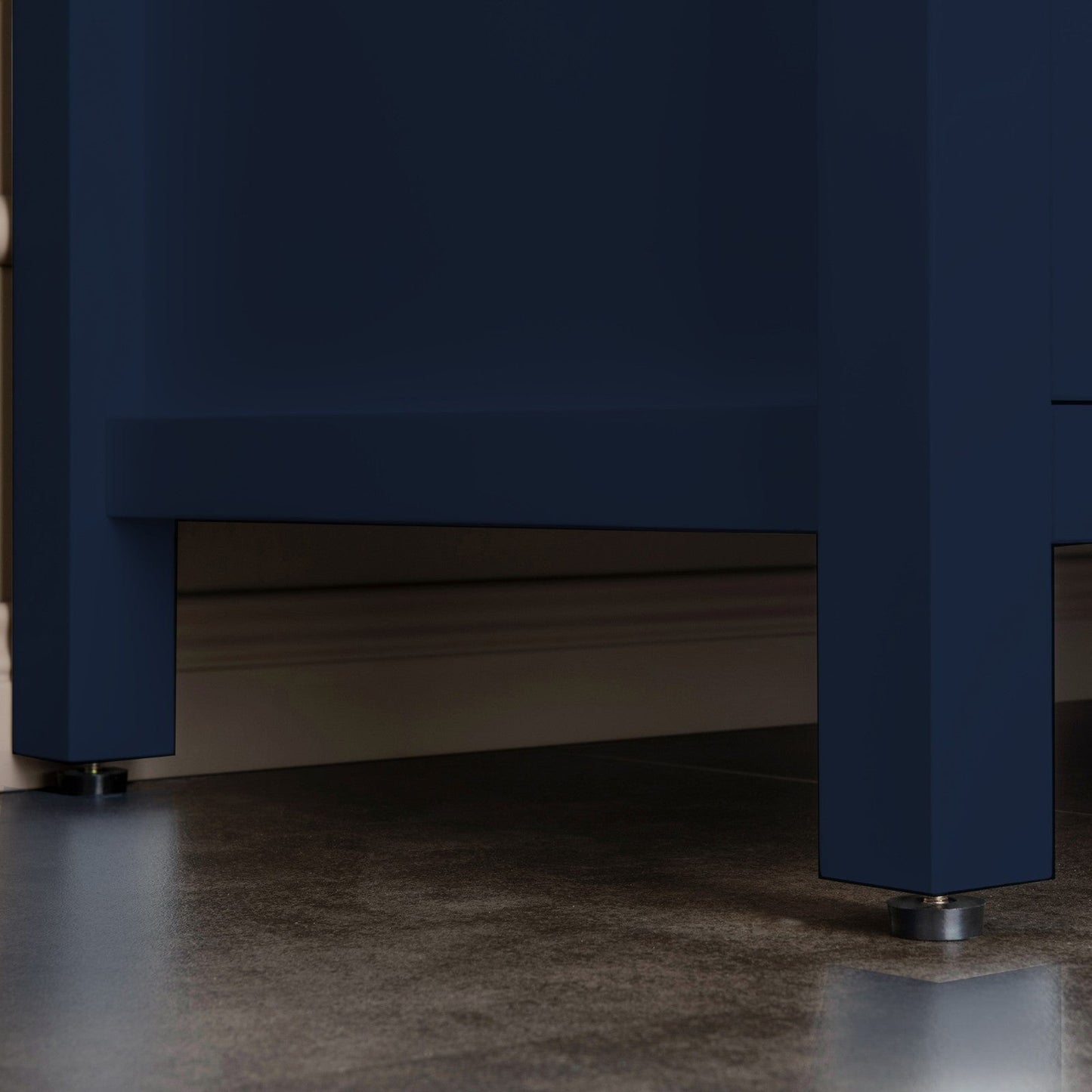 Woodbridge Milan 37" Navy Blue Solid Wood Vanity Base and White Fish Belly Engineered Stone Composite Top, Single Basin With Pre-Drilled 3-Hole for 8" Widespread Faucet