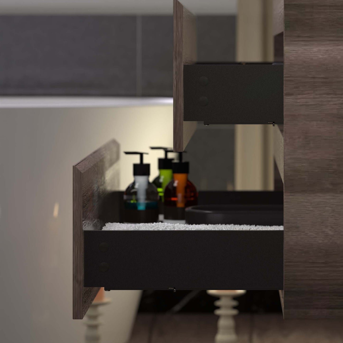 Woodbridge New Jersey Style 48" Gray Oak Vanity Base and Quartz Sand Composite Vanity Top With Integrated Sink