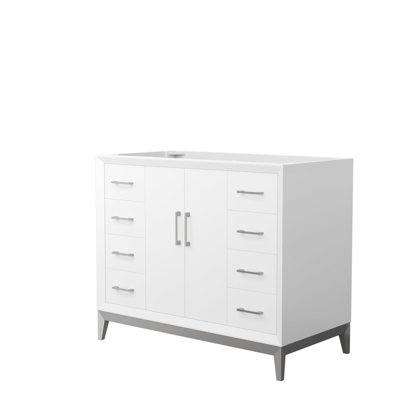 Wyndham Collection Amici 42" Single Bathroom Vanity in White, No Countertop, No Sink, Brushed Nickel Trim