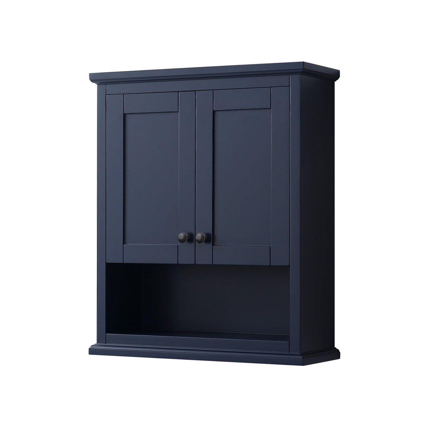 Wyndham Collection Avery 25" Over-the-Toilet Bathroom Wall-Mounted Storage Cabinet in Dark Blue With Matte Black Trim
