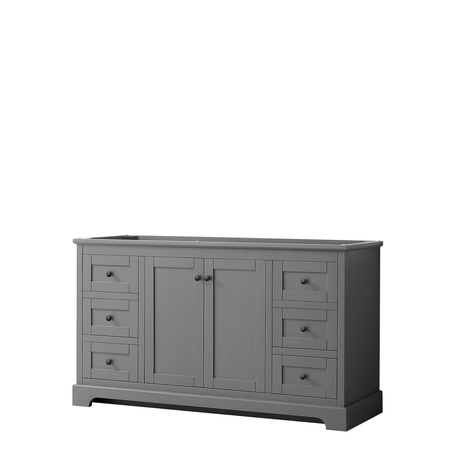 Wyndham Collection Avery 60" Single Bathroom Vanity in Dark Gray, No Countertop, No Sink, Matte Black Trim