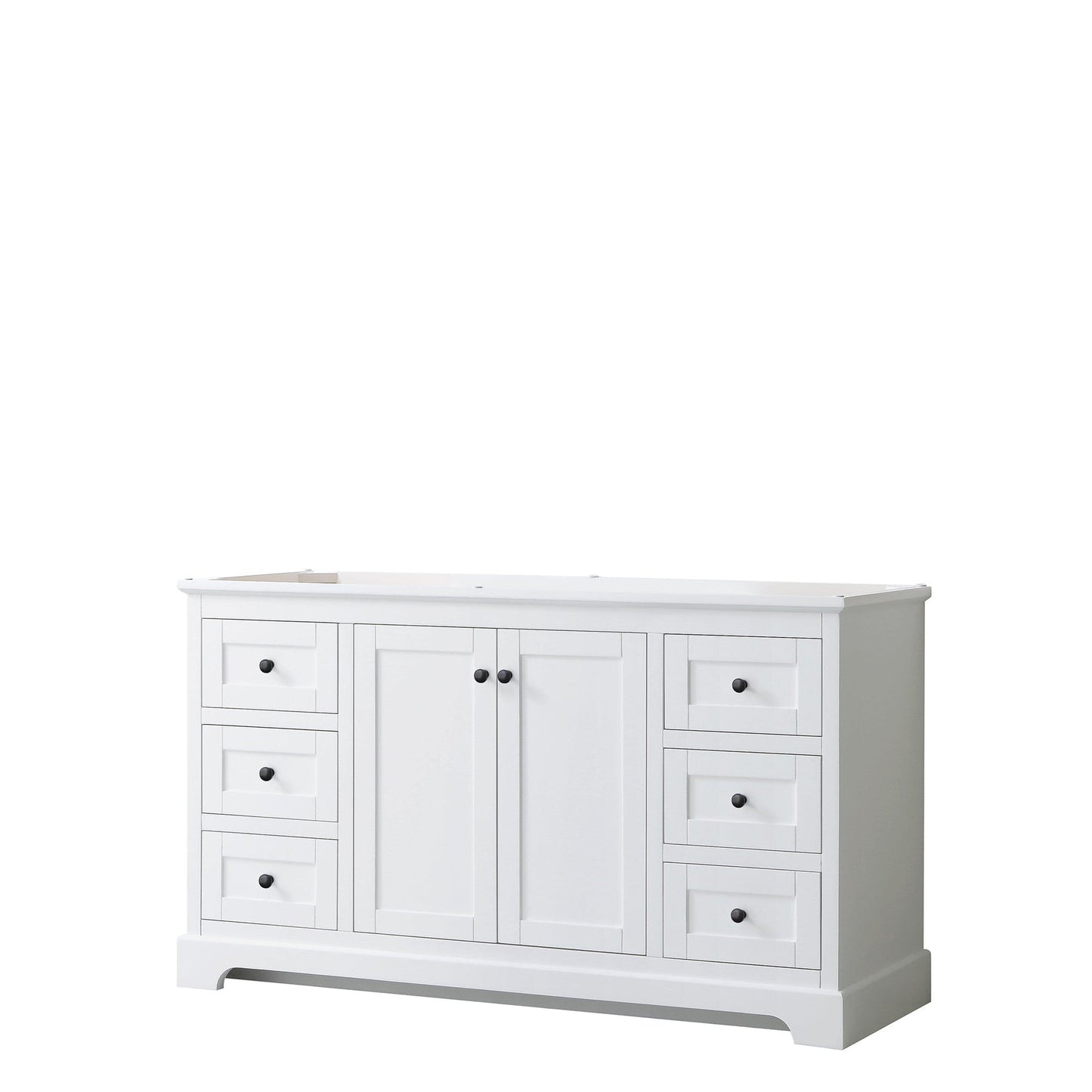 Wyndham Collection Avery 60" Single Bathroom Vanity in White, No Countertop, No Sink, Matte Black Trim