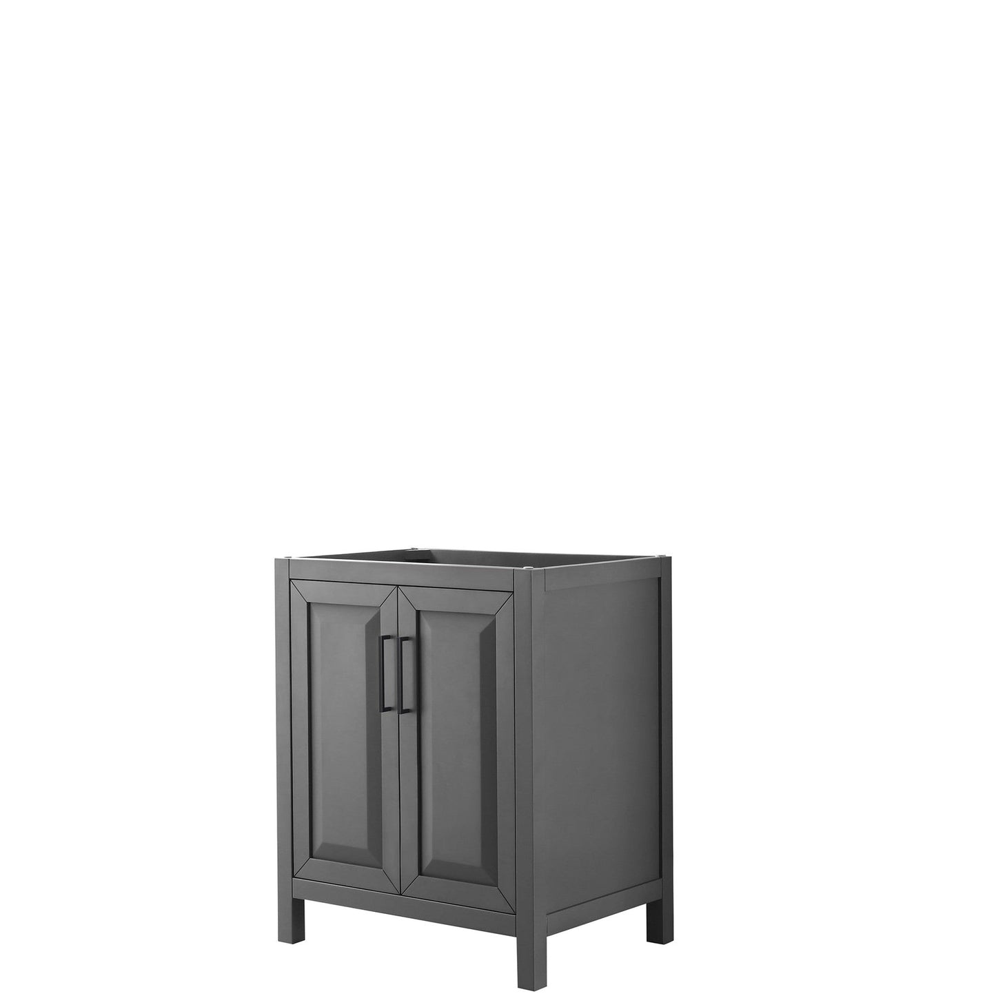 Wyndham Collection Daria 30" Single Bathroom Vanity in Dark Gray, No Countertop, No Sink, Matte Black Trim