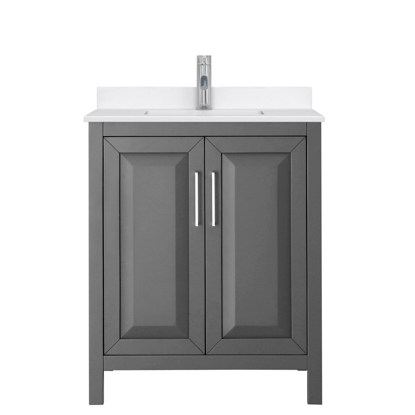 Wyndham Collection Daria 30" Single Bathroom Vanity in Dark Gray, White Quartz Countertop, Undermount Square Sink (1-Hole), Polished Chrome Trim