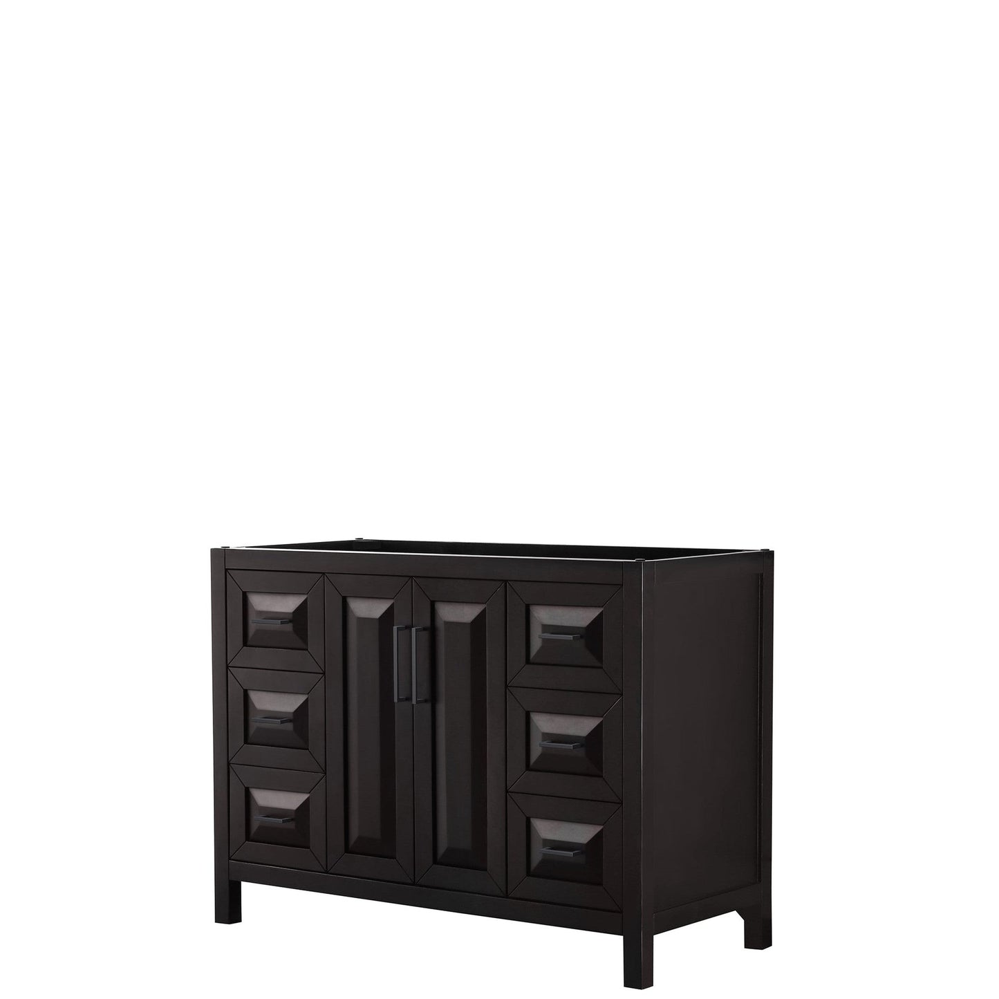Wyndham Collection Daria 48" Single Bathroom Vanity in Dark Espresso, No Countertop, No Sink, Matte Black Trim