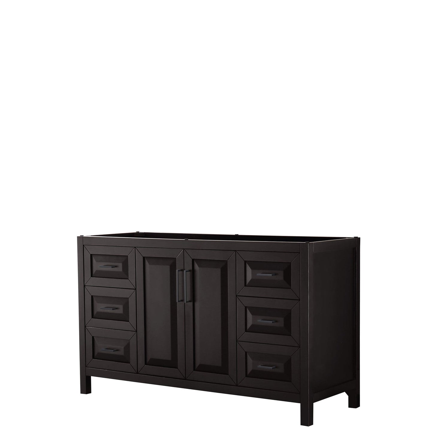 Wyndham Collection Daria 60" Single Bathroom Vanity in Dark Espresso, No Countertop, No Sink, Matte Black Trim