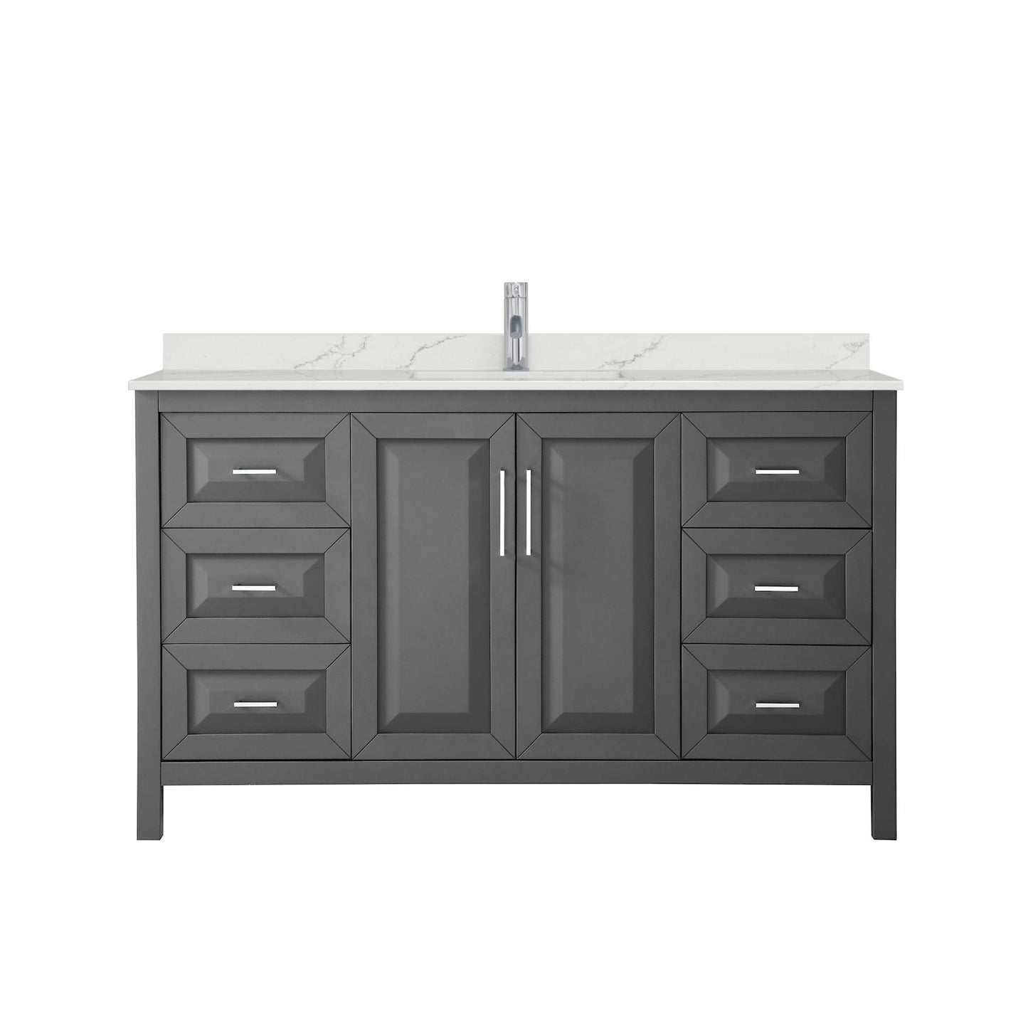 Wyndham Collection Daria 60" Single Bathroom Vanity in Dark Gray, Giotto Quartz Countertop, Undermount Square Sink (1-Hole), Polished Chrome Trim