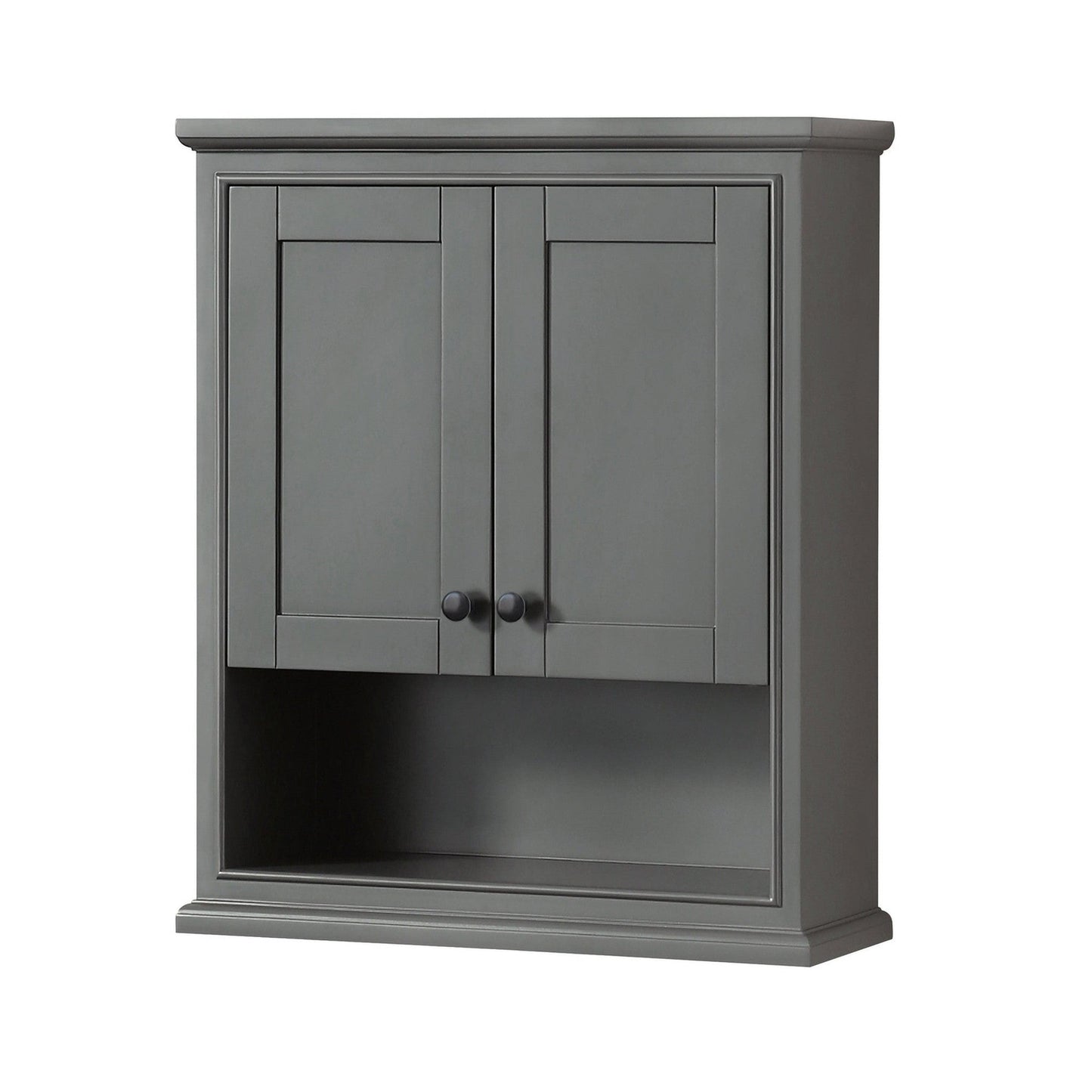 Wyndham Collection Deborah 25" Over-the-Toilet Bathroom Wall-Mounted Storage Cabinet in Dark Gray With Matte Black Trim