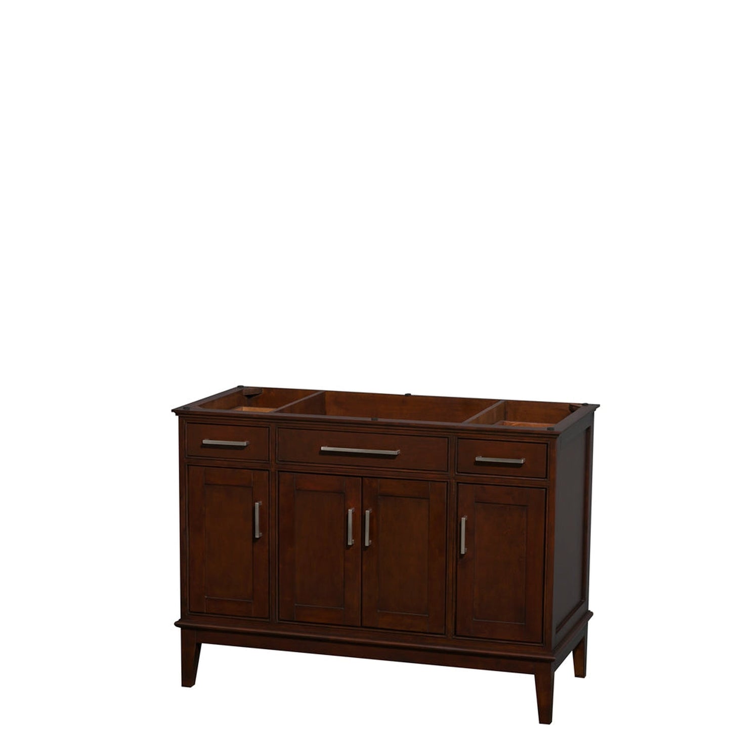 Wyndham Collection Hatton 48" Single Bathroom Vanity in Dark Chestnut, No Countertop, No Sink, and No Mirror