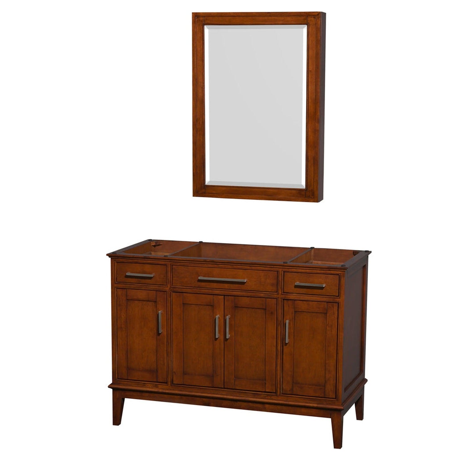 Wyndham Collection Hatton 48" Single Bathroom Vanity in Light Chestnut, No Countertop, No Sink, and Medicine Cabinet