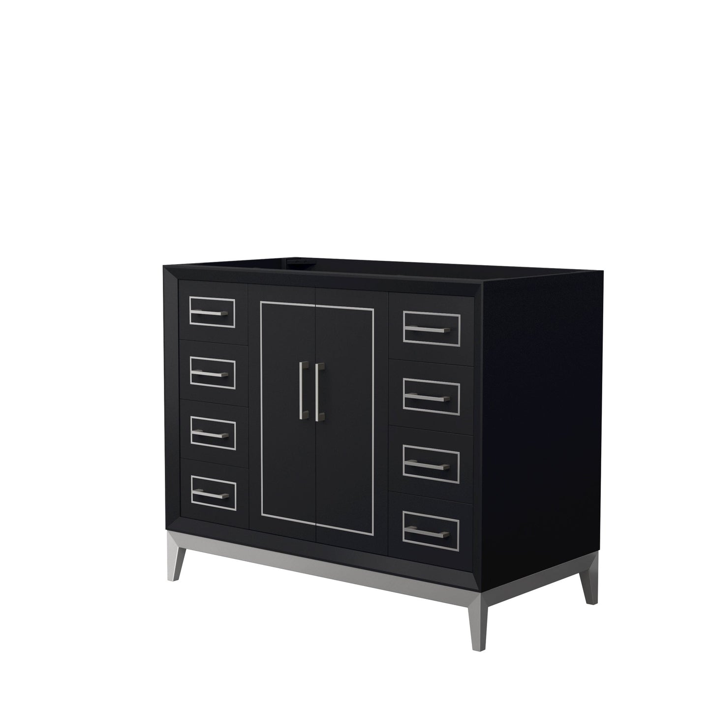 Wyndham Collection Marlena 42" Single Bathroom Vanity in Black, No Countertop, No Sink, Brushed Nickel Trim