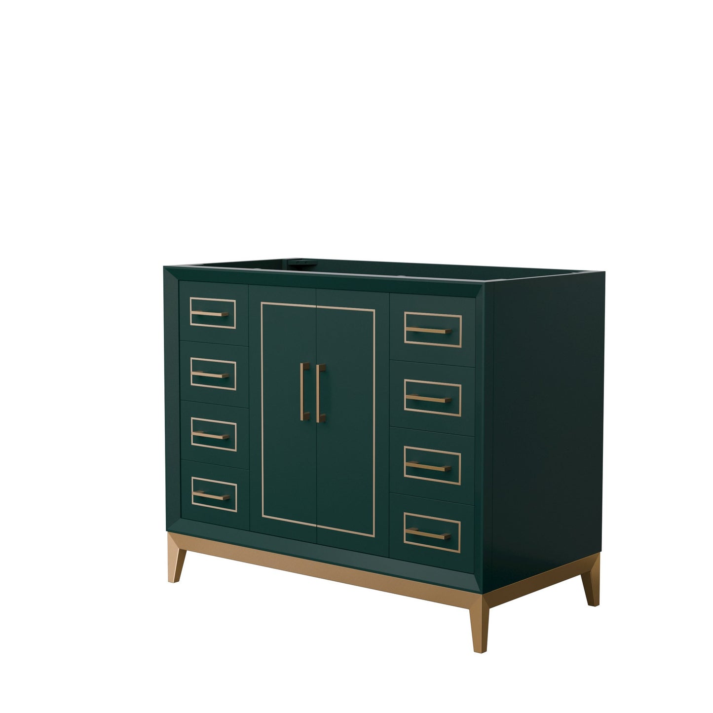 Wyndham Collection Marlena 42" Single Bathroom Vanity in Green, No Countertop, No Sink, Satin Bronze Trim