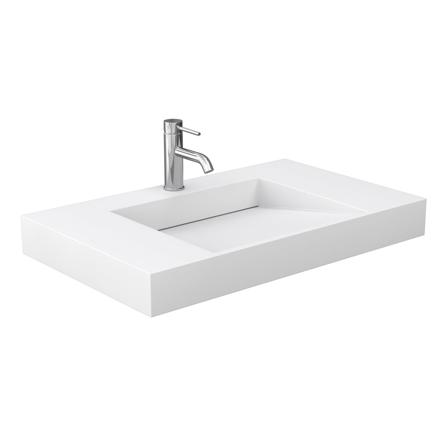 Wyndham Collection Maroni 36" Single Bathroom Vanity in Light Straw, 4" Thick Matte White Solid Surface Countertop, Integrated Sink