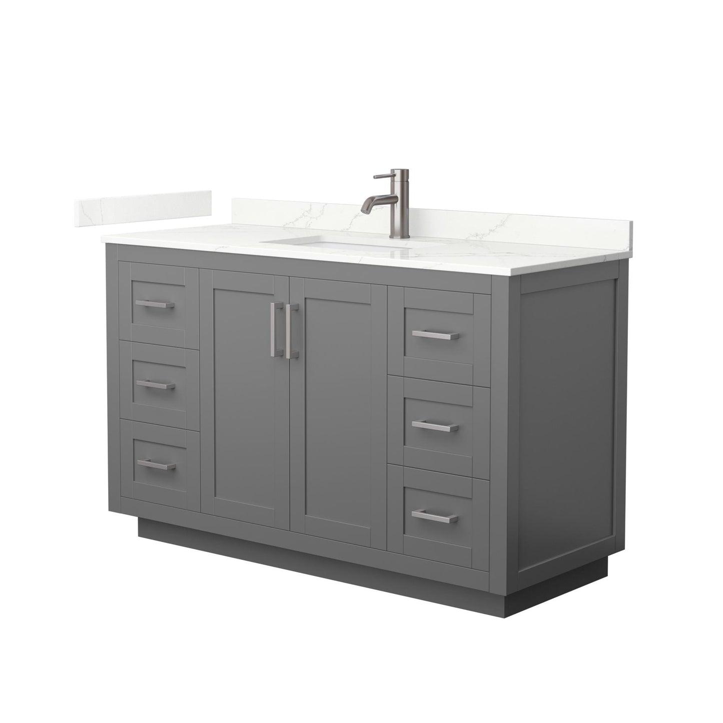Wyndham Collection Miranda 54" Single Bathroom Vanity in Dark Gray, Giotto Quartz Countertop, Undermount Square Sink (1-Hole), Brushed Nickel Trim
