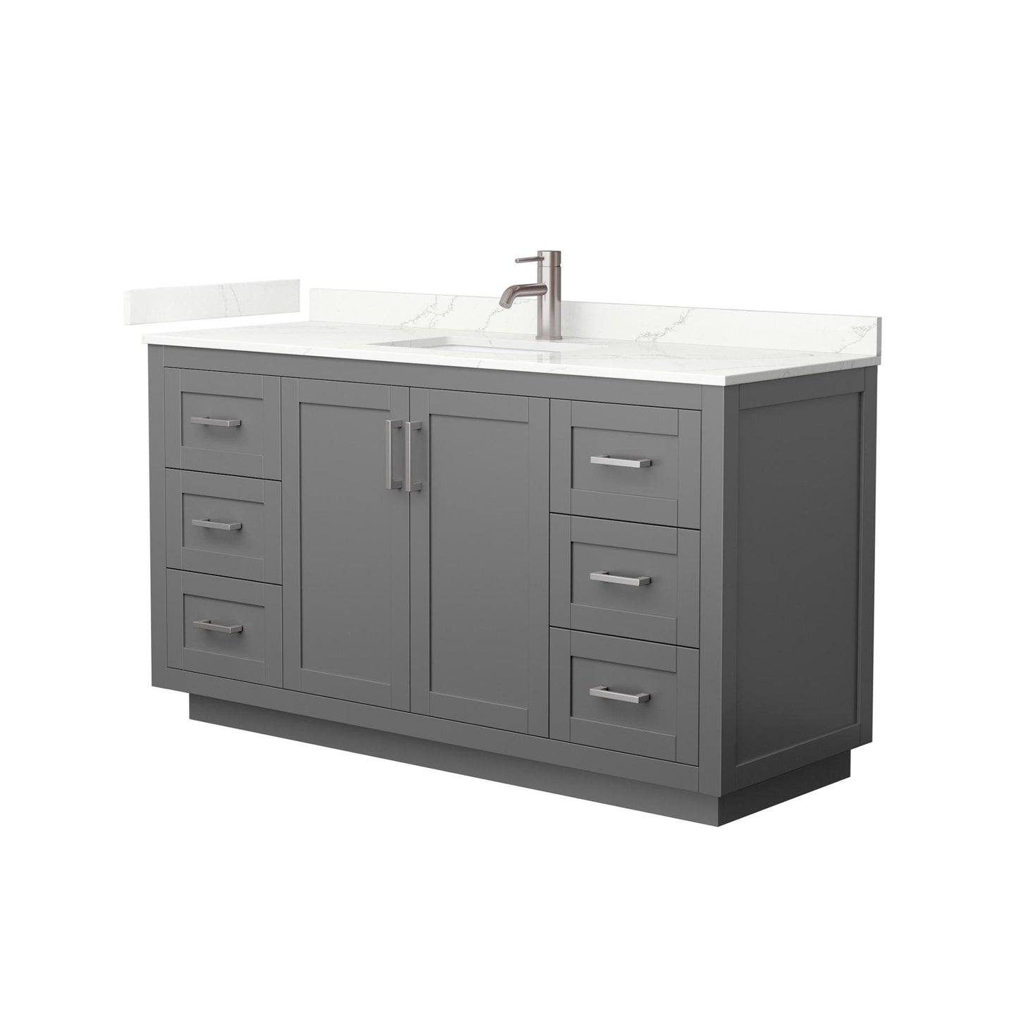 Wyndham Collection Miranda 60" Single Bathroom Vanity in Dark Gray, Giotto Quartz Countertop, Undermount Square Sink (1-Hole), Brushed Nickel Trim